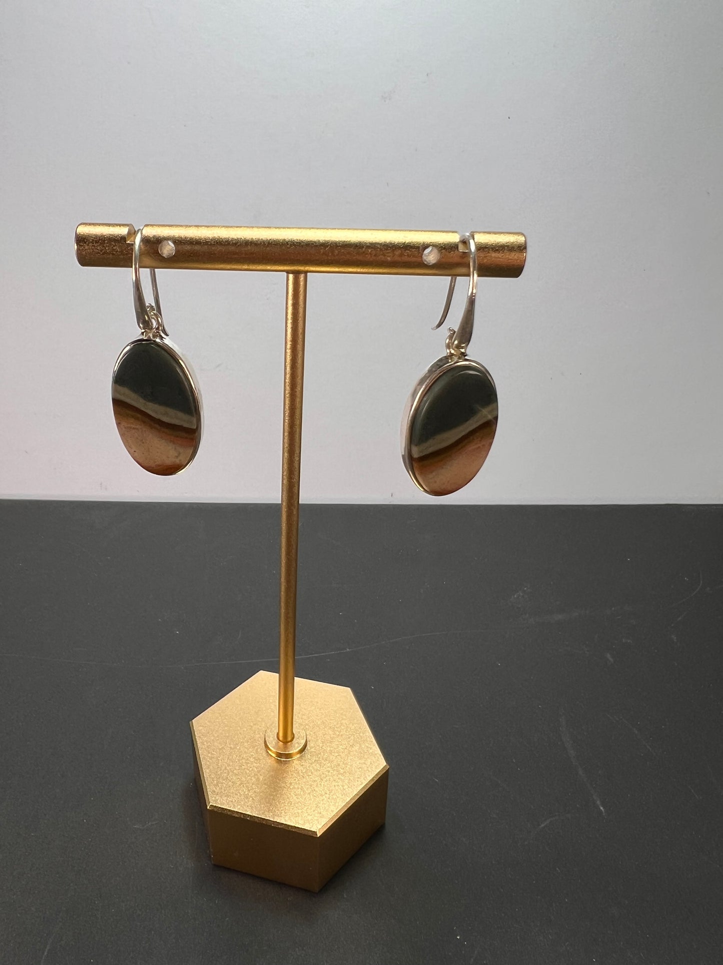 NEW Polychrome Jasper sterling silver dangle earrings 7.34 grams