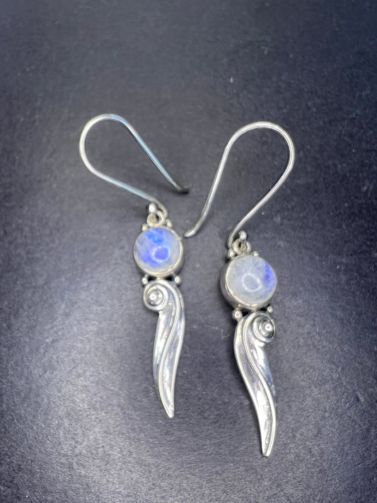 Arya designer sterling silver rainbow moonstone earrings