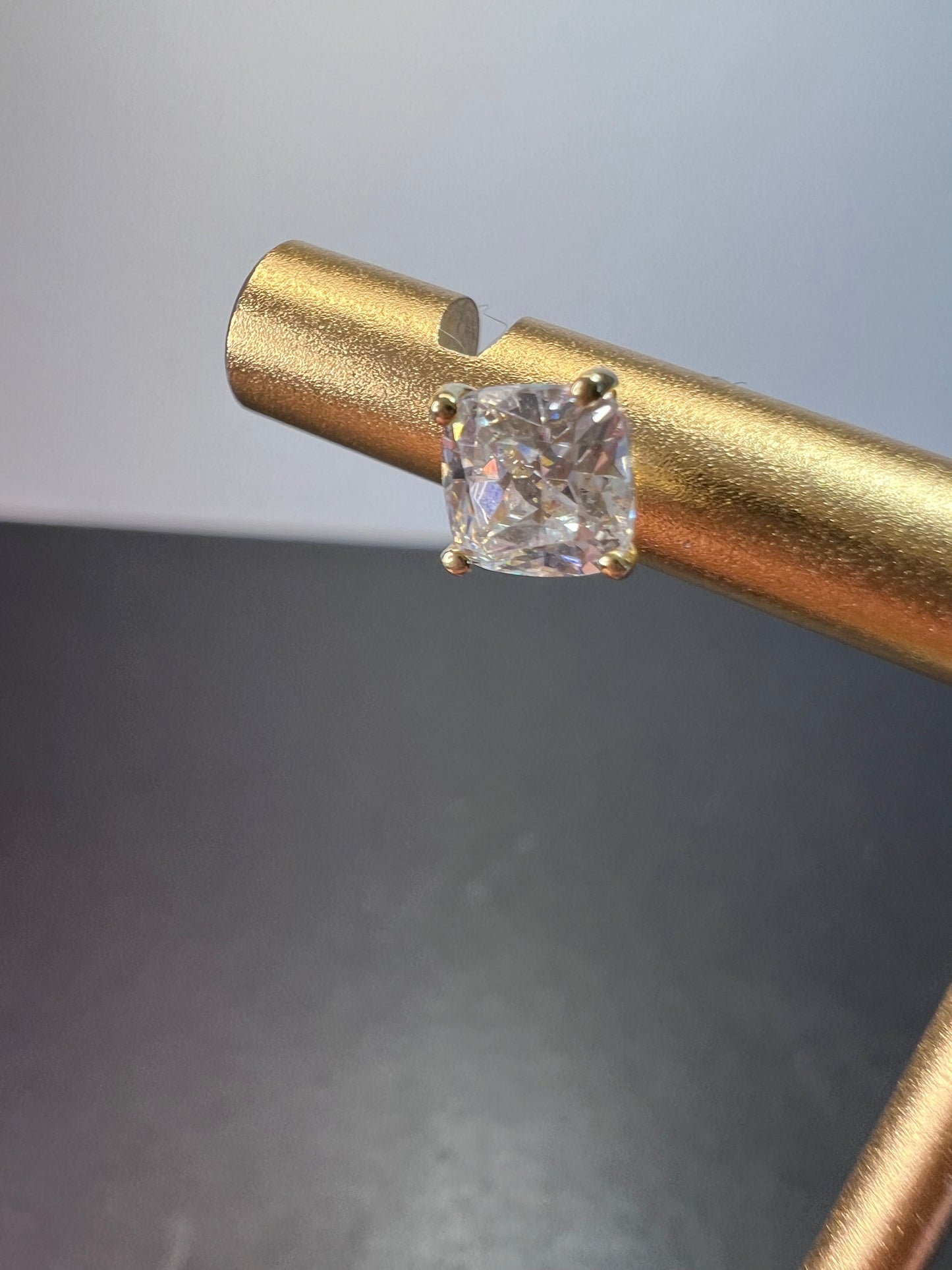 10k yellow gold princess cut cubic zirconia stud earrings