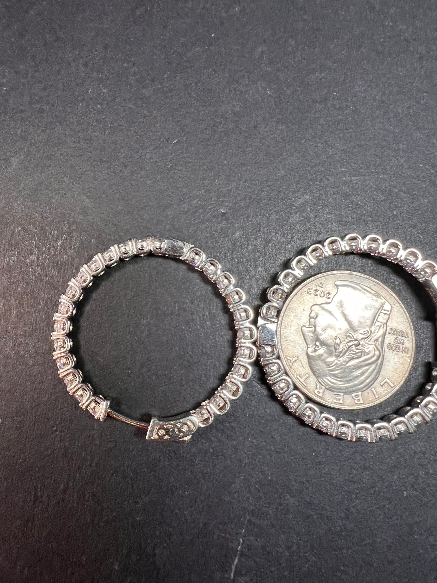 CZ inside out hoop earrings in sterling silver