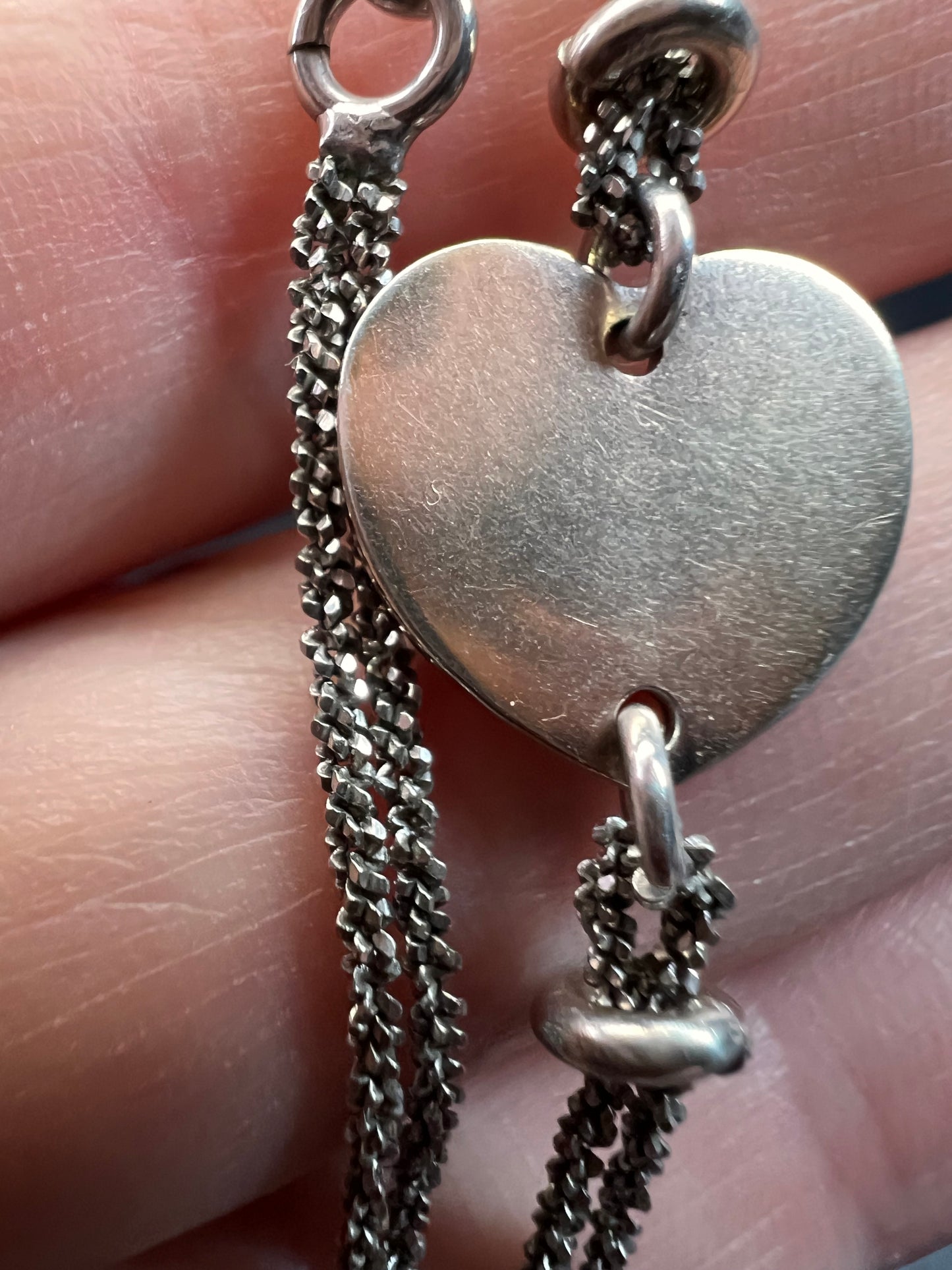 Vintage Dyadema sterling silver two toned heart charm multi chain bracelet