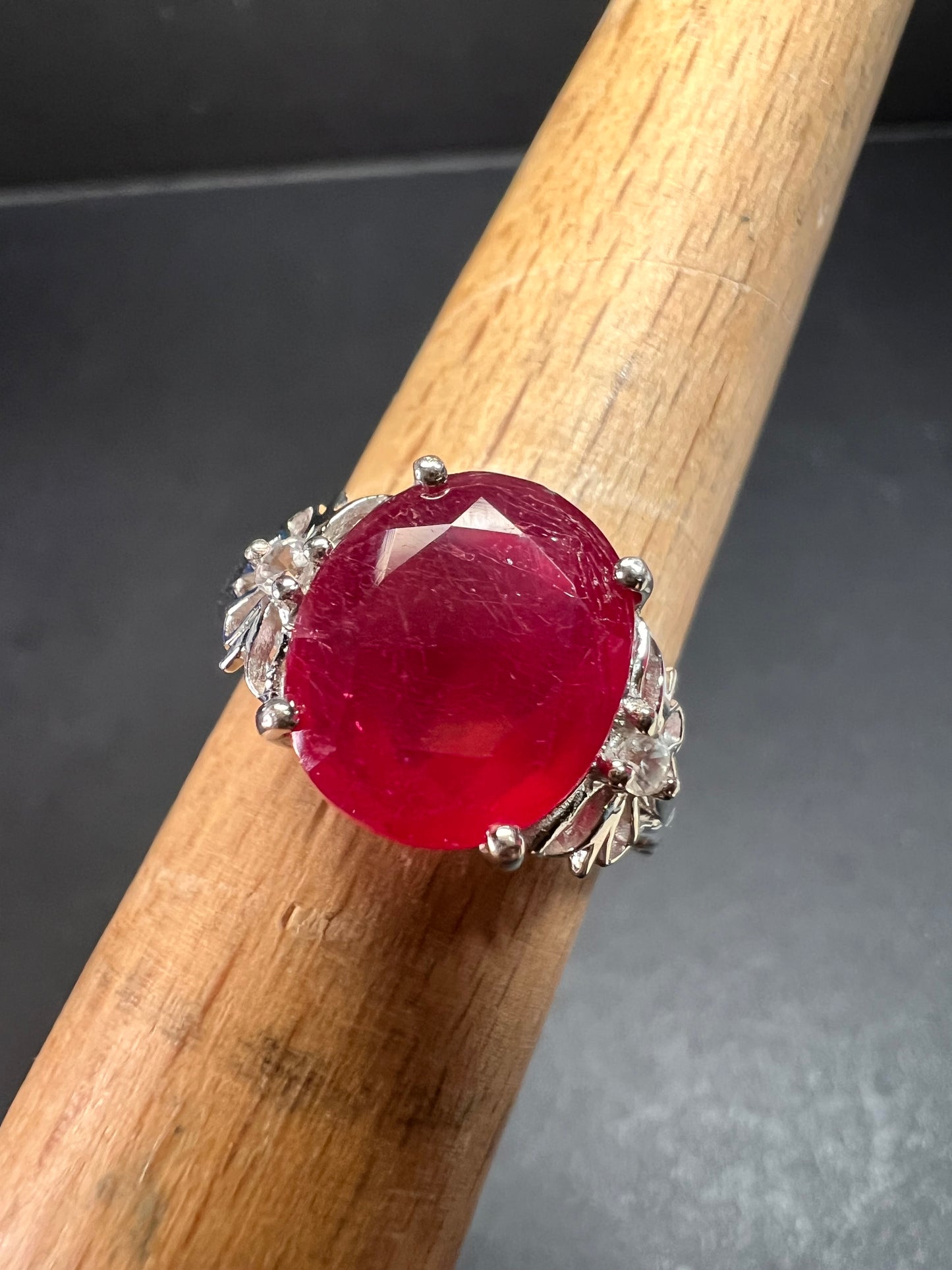 Vintage ruby sterling silver ring size 7