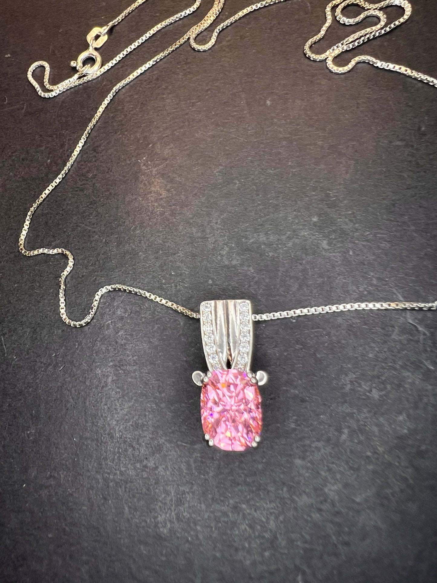 Bella Luce 5.17ctw Pink and white CZ Rhodium Over Silver Pendant