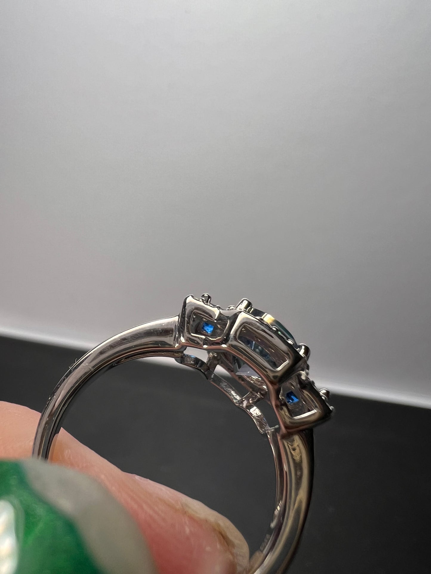 Blue Petalite Rhodium Over Sterling Silver Ring