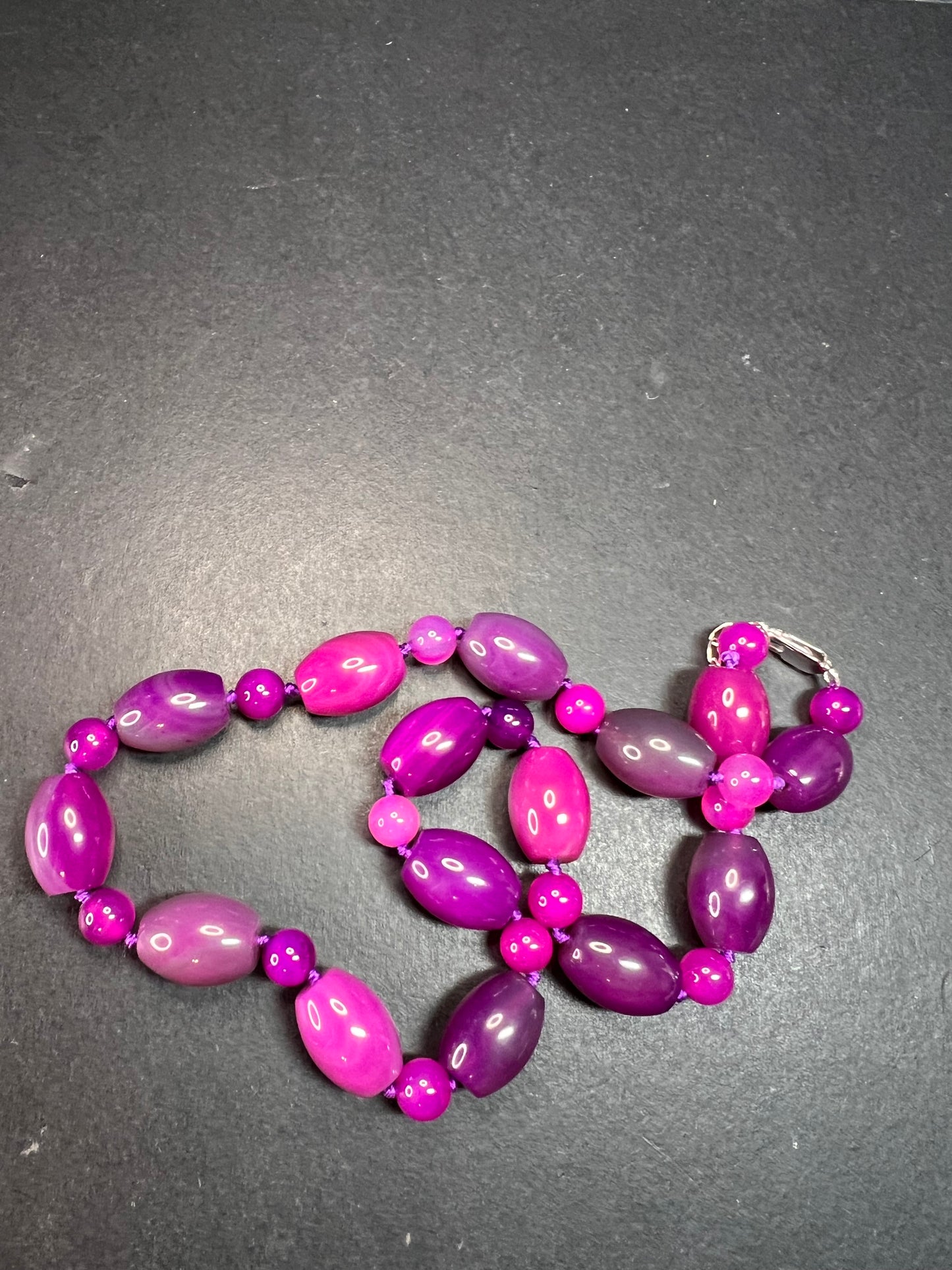 NEW purple agate 18 inch necklace with sterling silver clasp