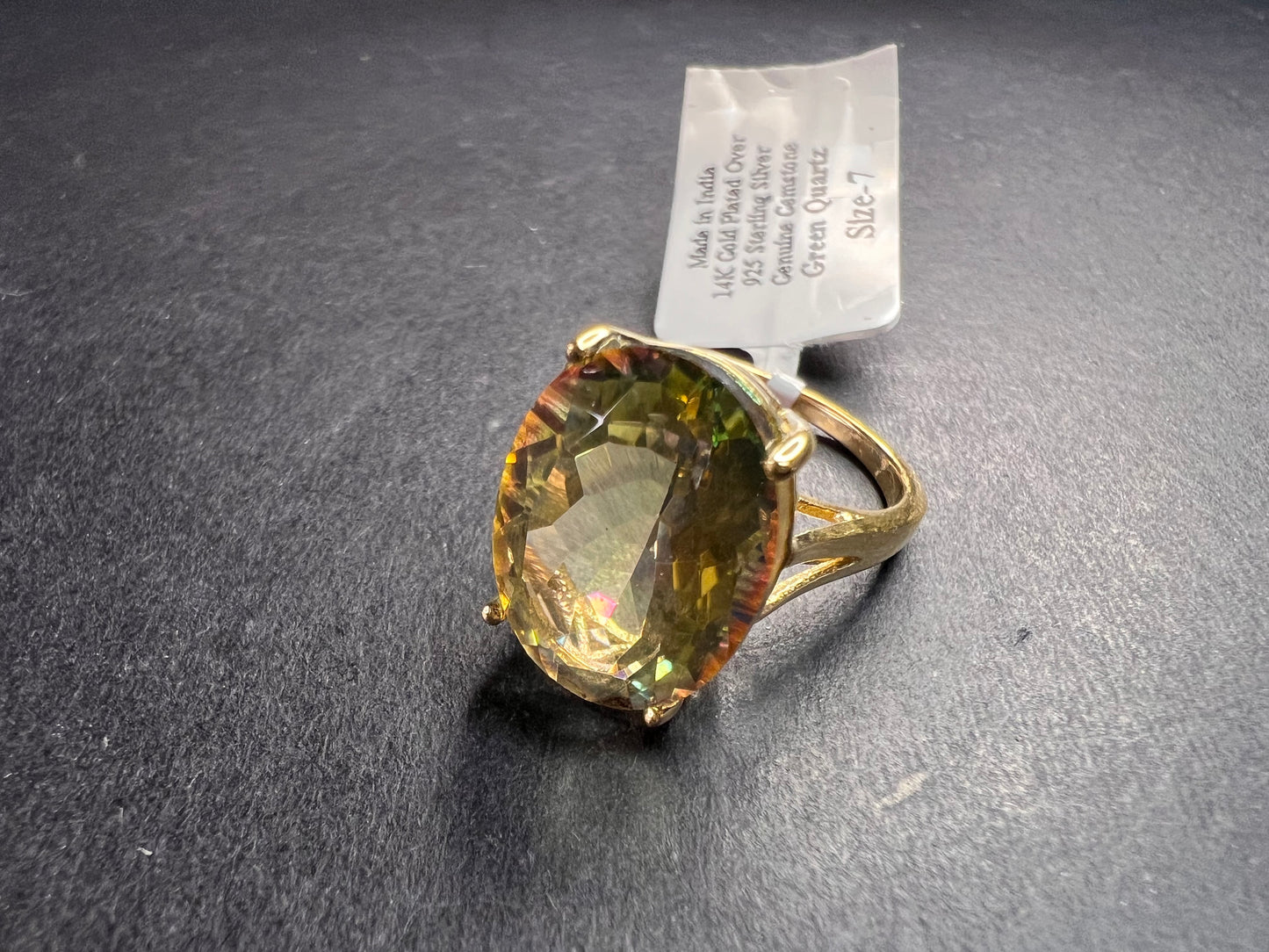 NEW Mystic Quartz ring in gold over sterling silver size 7