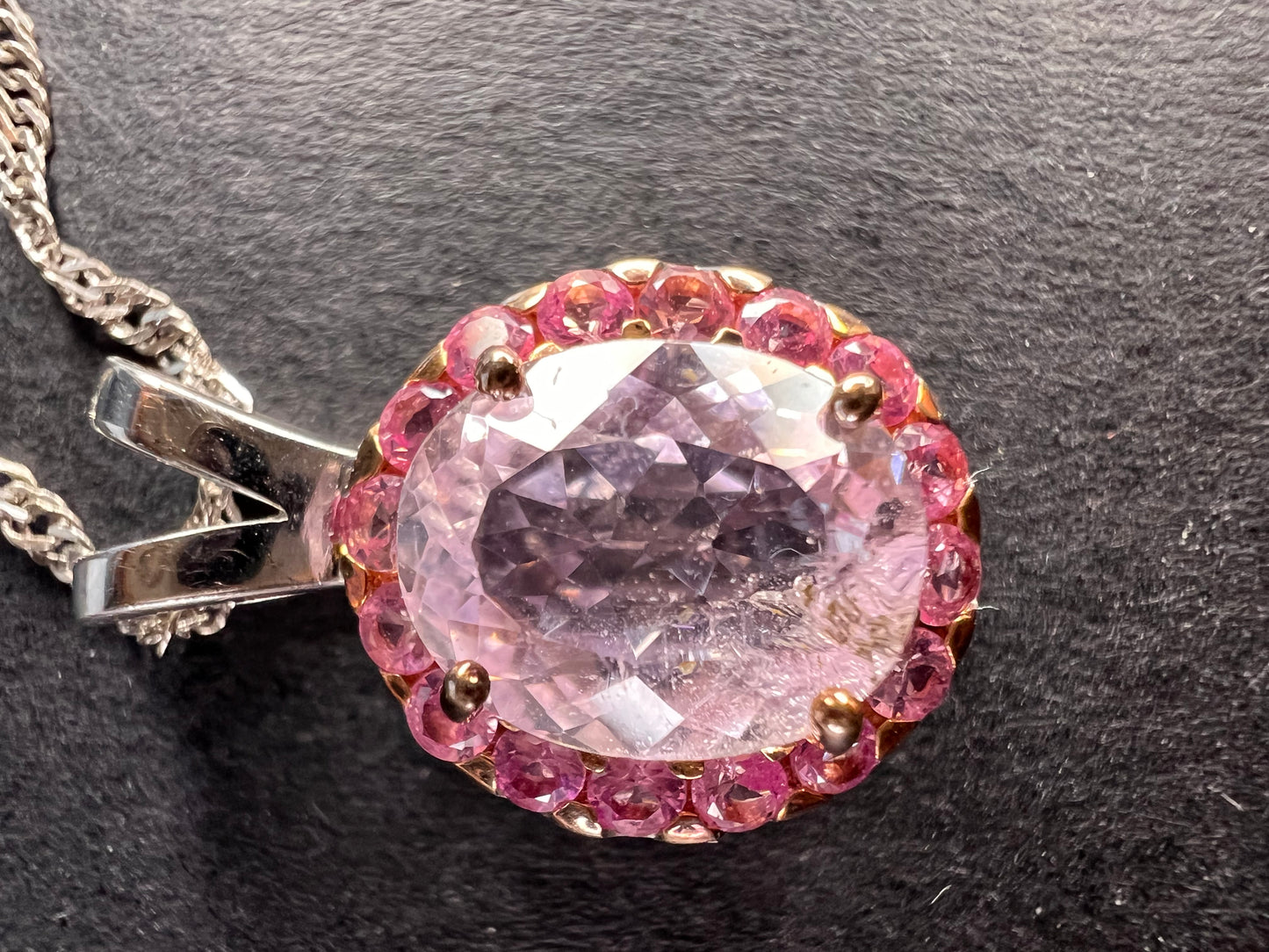 Pink Kunzite Rhodium Over Sterling Silver Pendant With Chain 3.28ctw