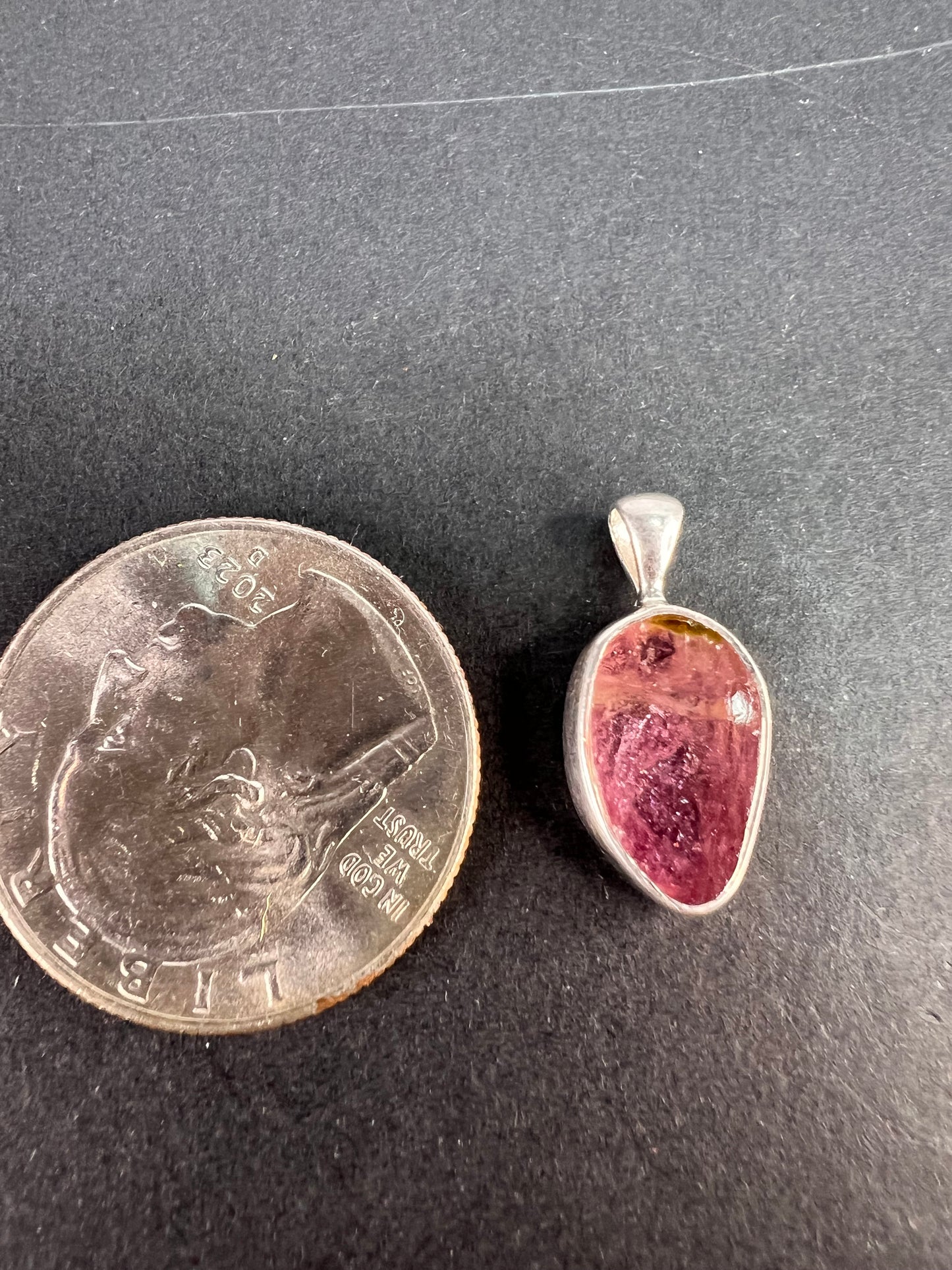 NEW Pink tri color tourmaline sterling silver pendant 1.34 grams