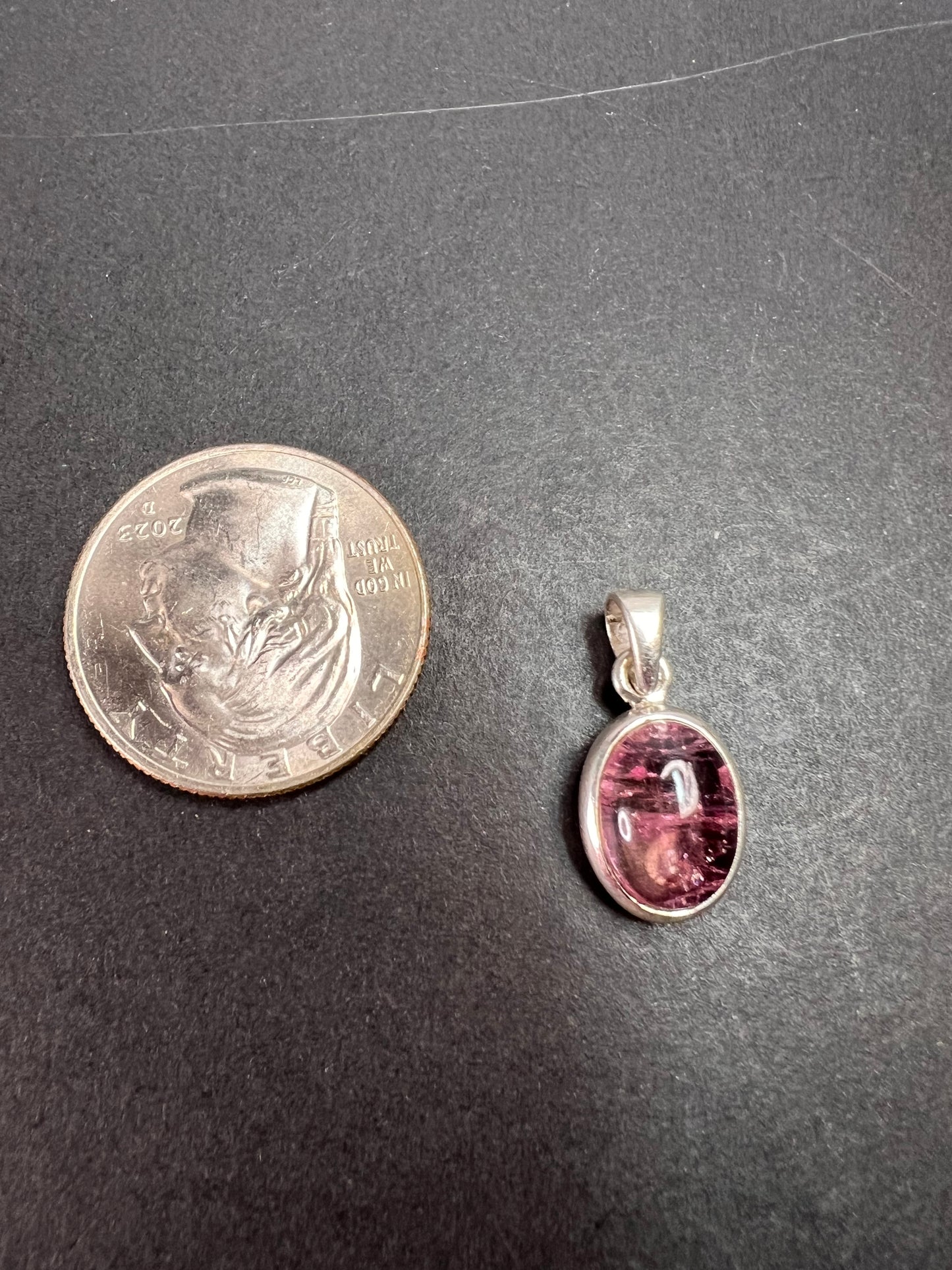 NEW Pink Rubellite tourmaline sterling silver pendant 1.87 grams