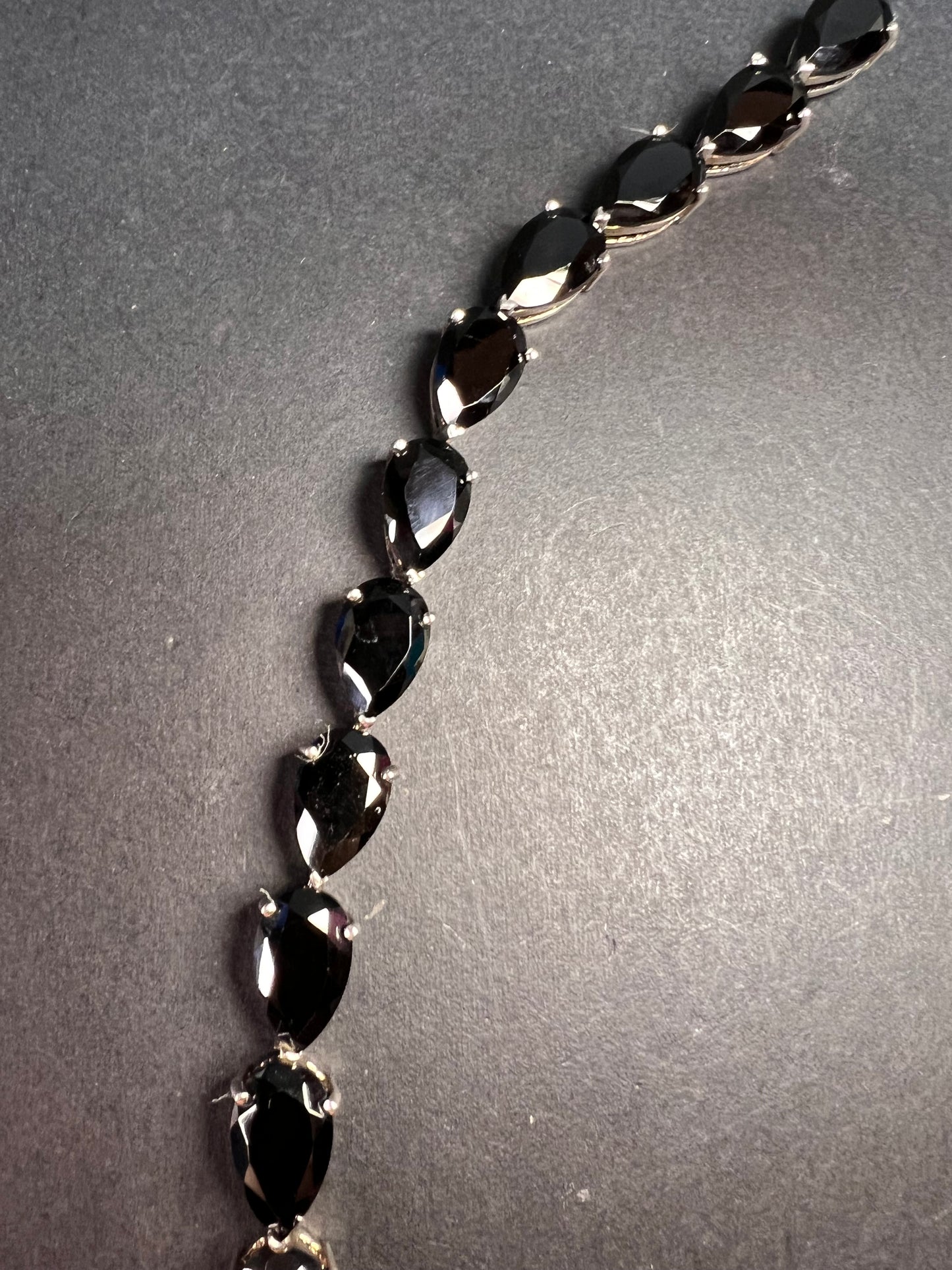 Chuck Clemency Black spinel sterling silver tennis bracelet 7.5 inches