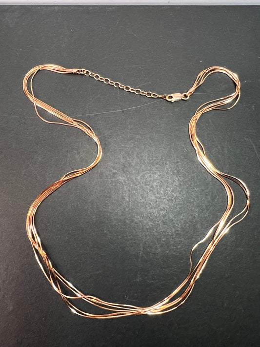 NEW Italian rose gold over sterling silver multi row chain necklace-18 inch