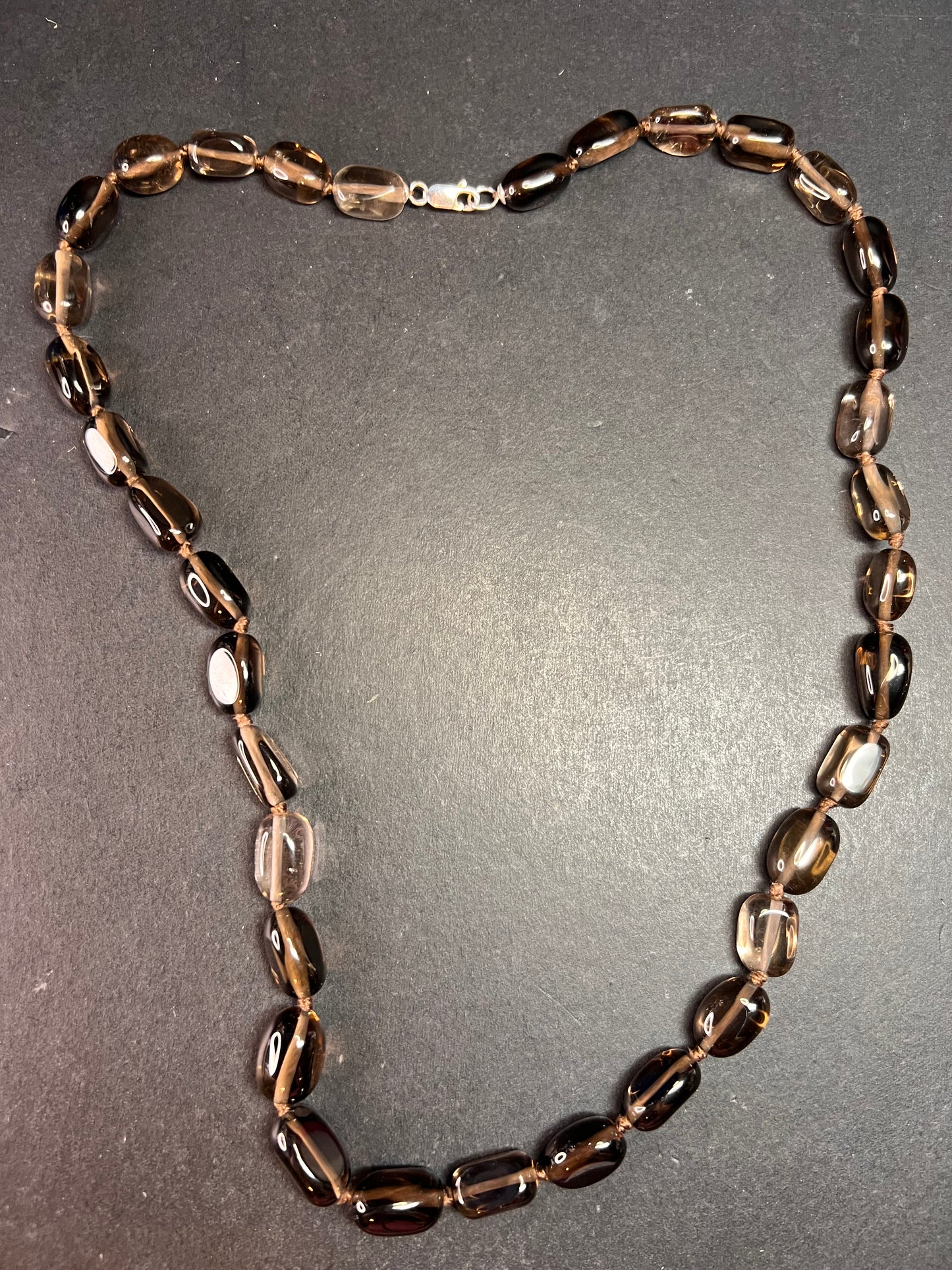 NEW smoky quartz 24 inch necklace with sterling silver clasp