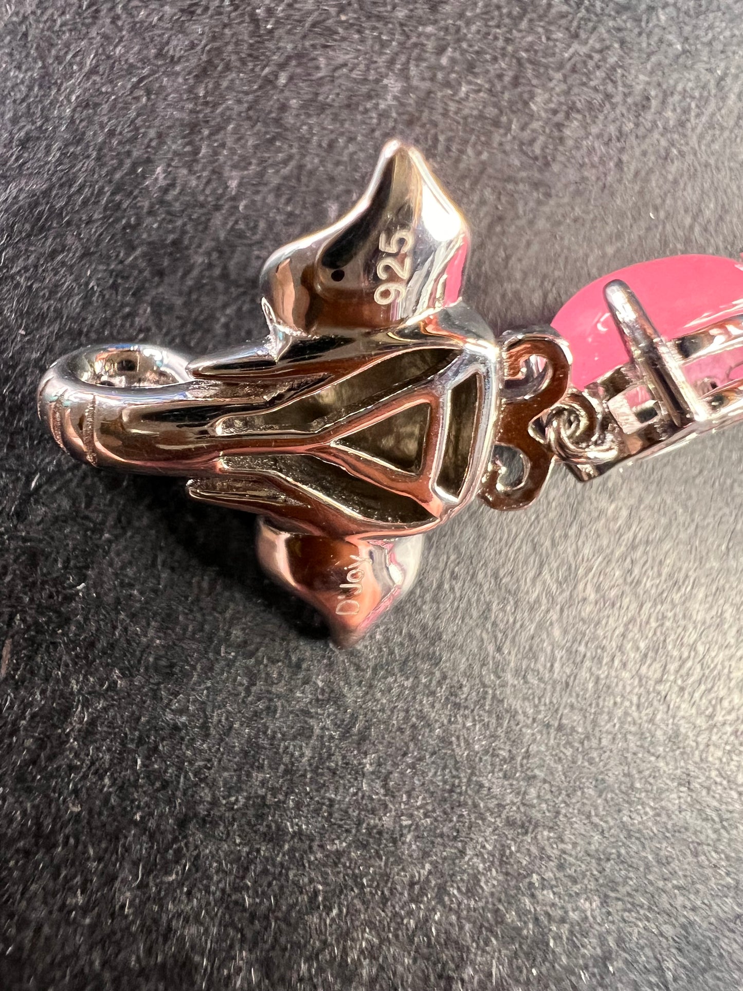 NEW Pink Jade sterling silver elephant tennis bracelet