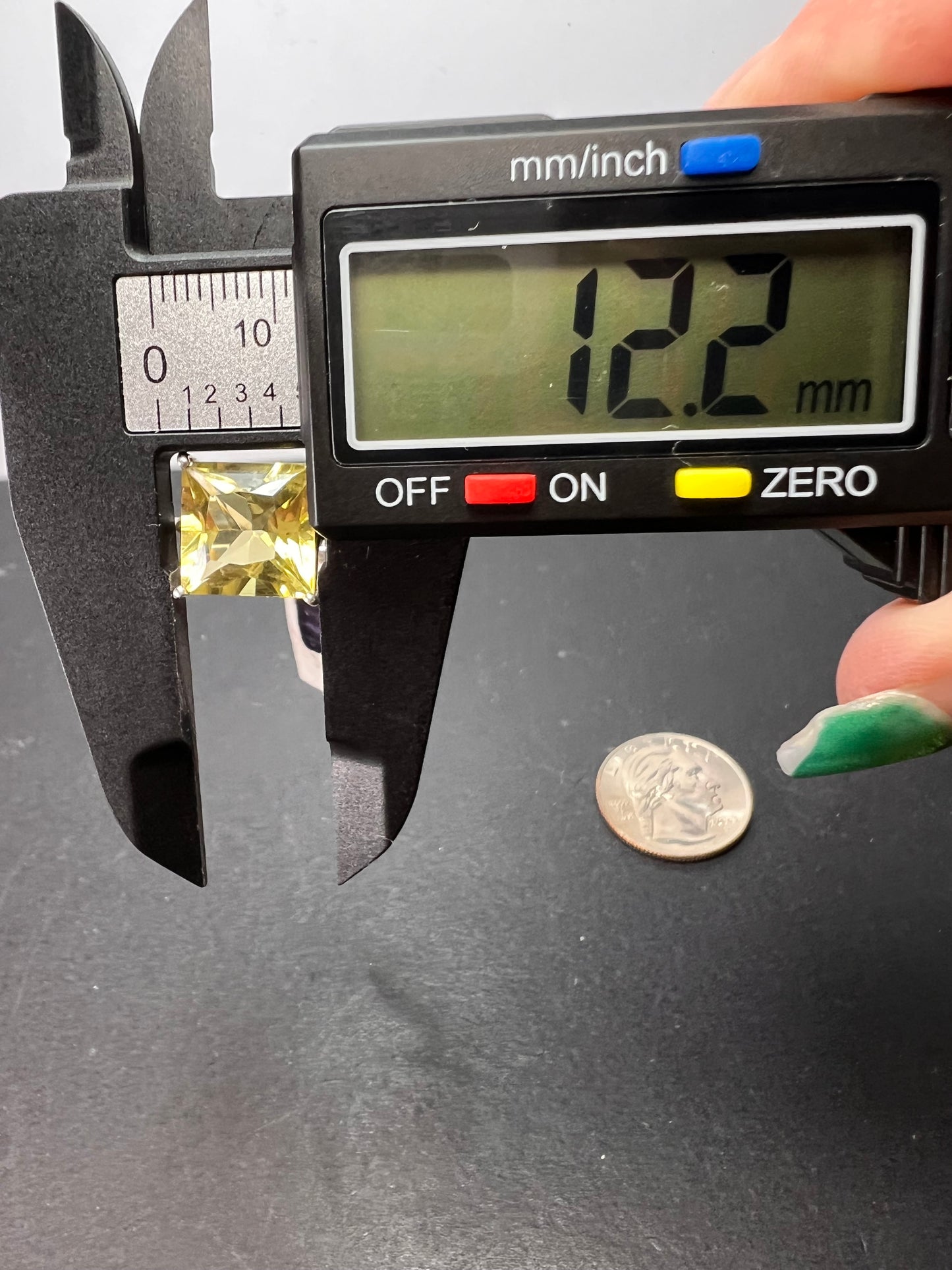 NEW size 7 Princess cut lemon quartz sterling silver ring 5.35 grams