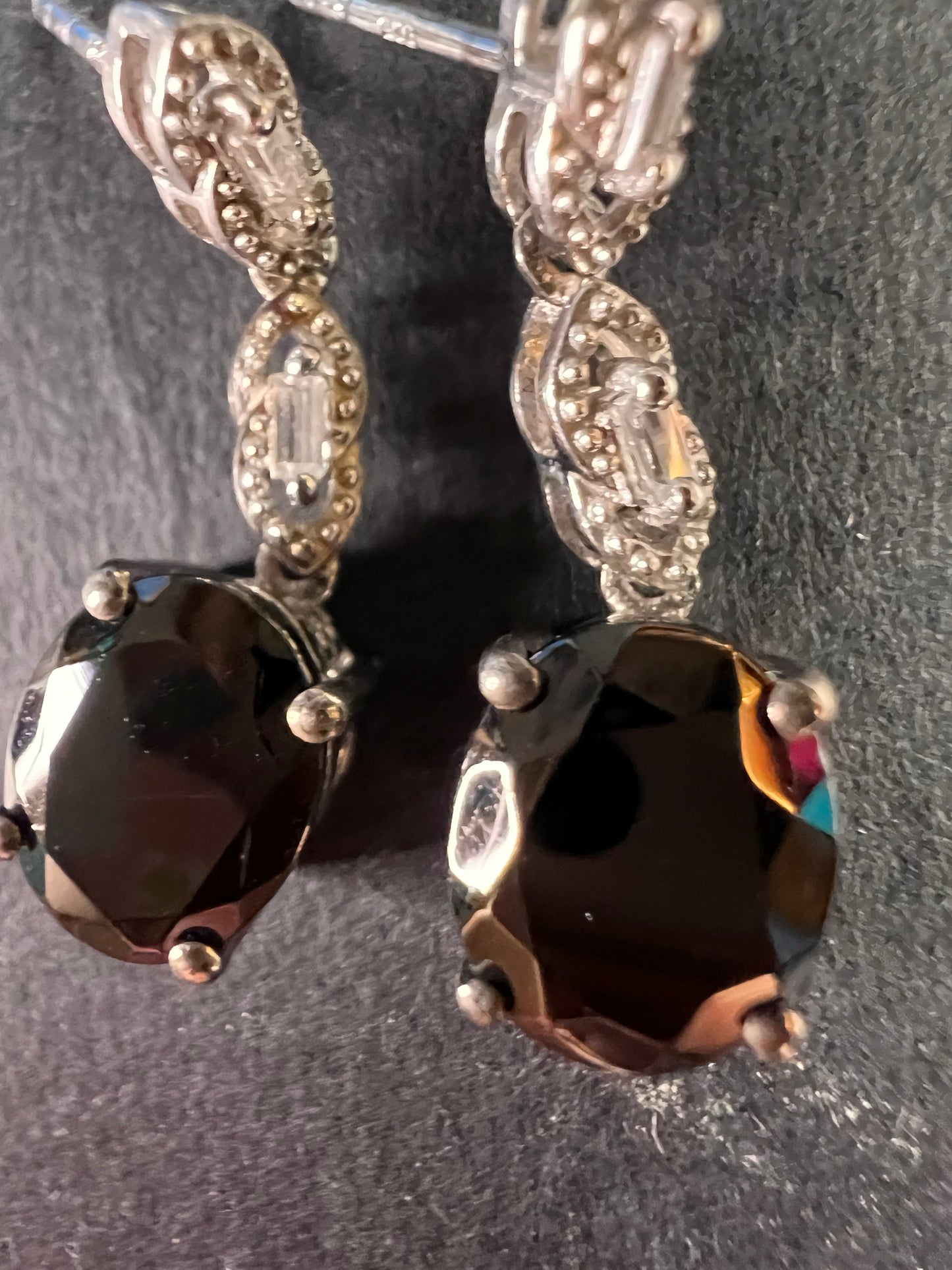 Elite Shungite gemstone sterling silver earrings