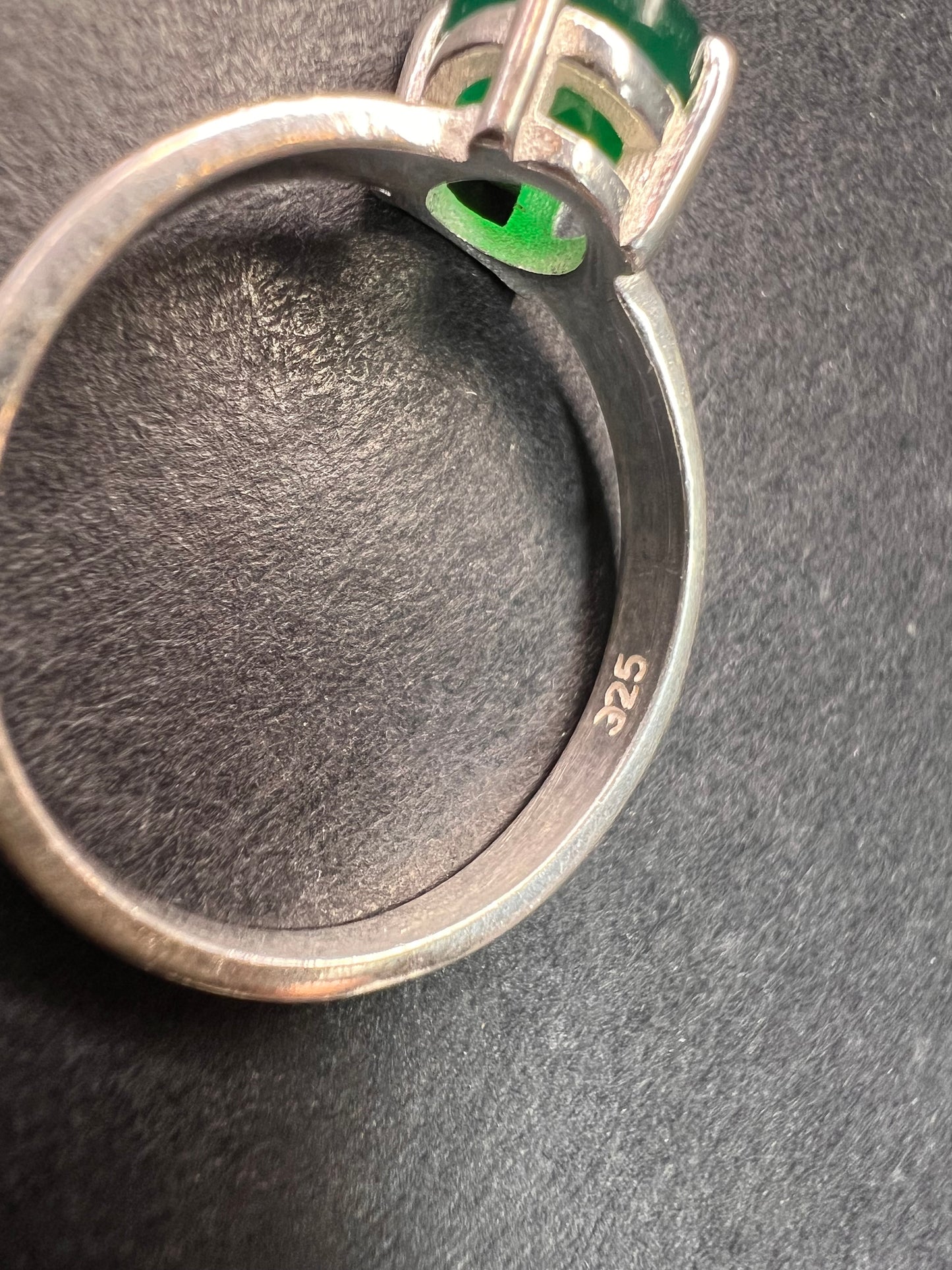 Green onyx sterling silver solitaire ring size 9