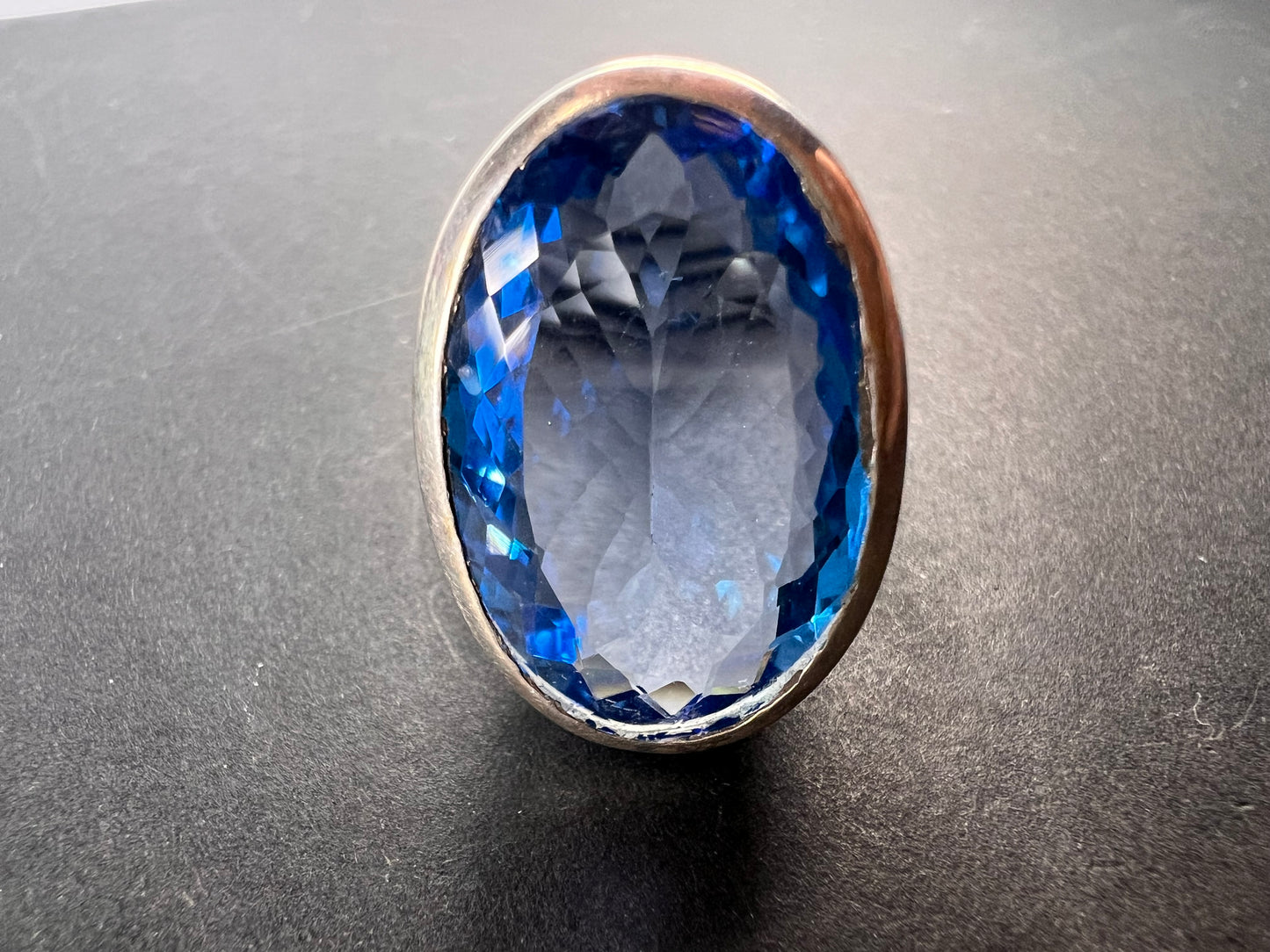 NEW size 8 Swiss blue topaz sterling silver ring size 11.70 grams