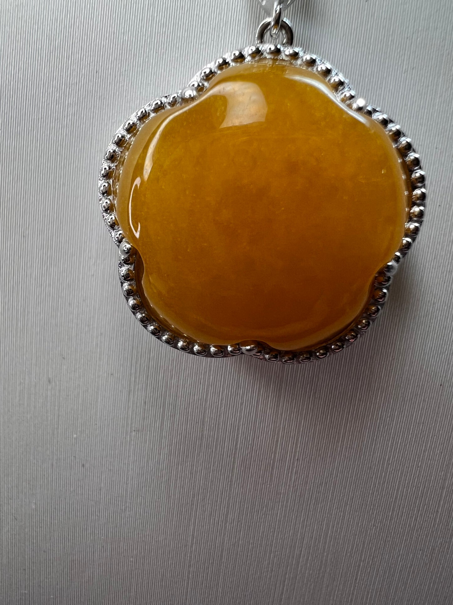 NEW Yellow jade cherry blossom pendant necklace in sterling silver