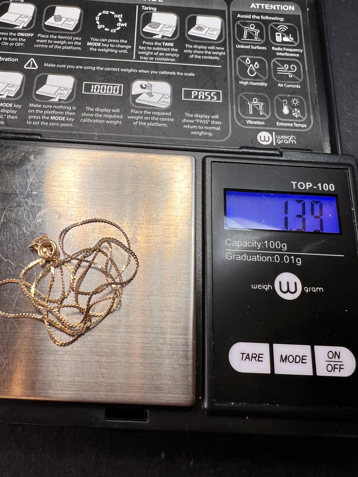 14k yellow gold 16 inch chain