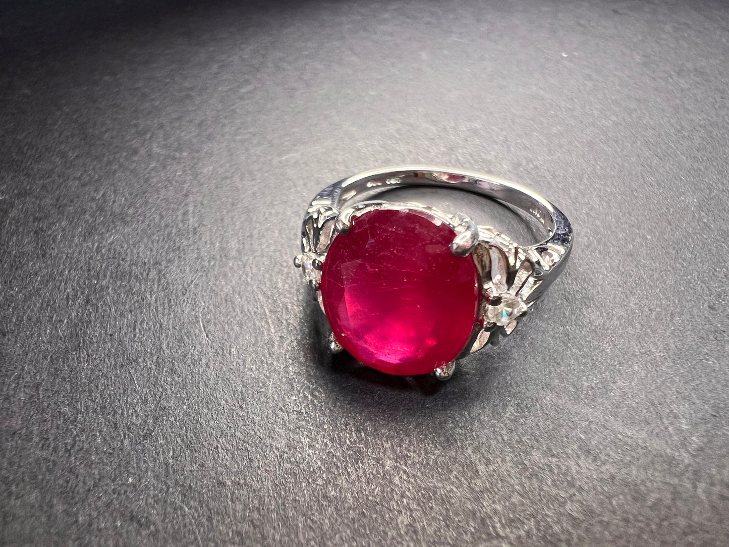 Vintage ruby sterling silver ring size 7