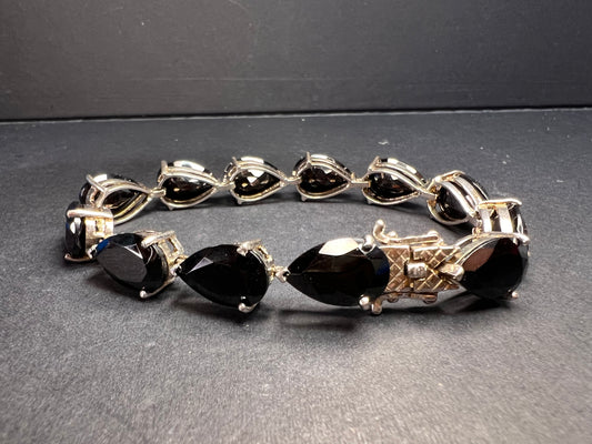 Chuck Clemency Black spinel sterling silver tennis bracelet 7.5 inches