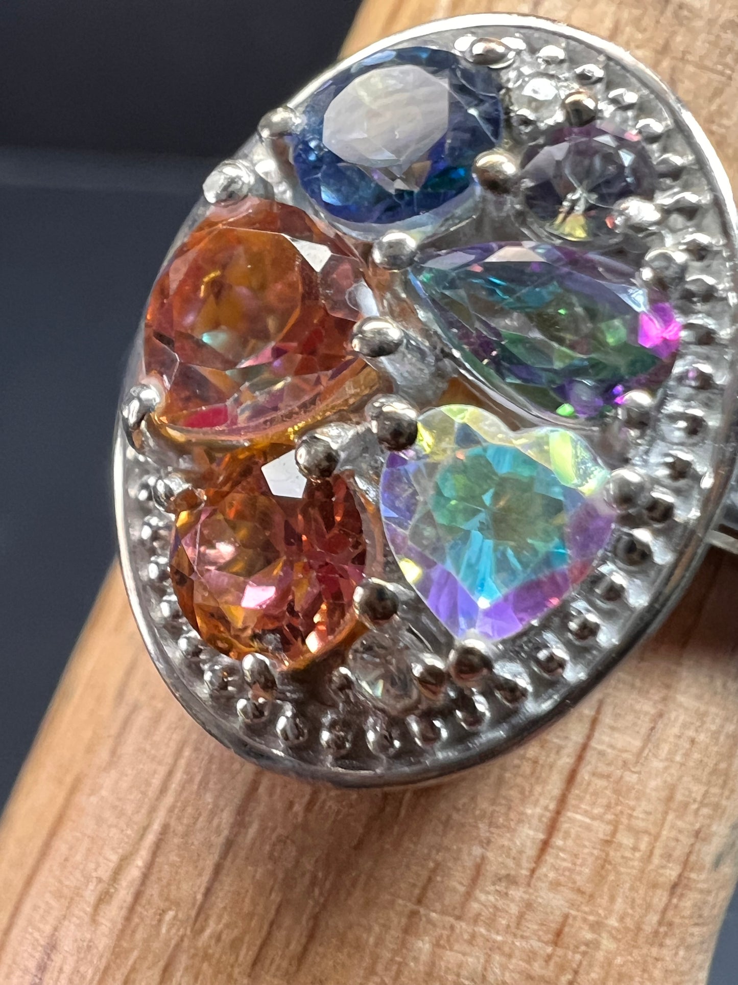 NEW cosmic mystic topaz ring in sterling silver size 8