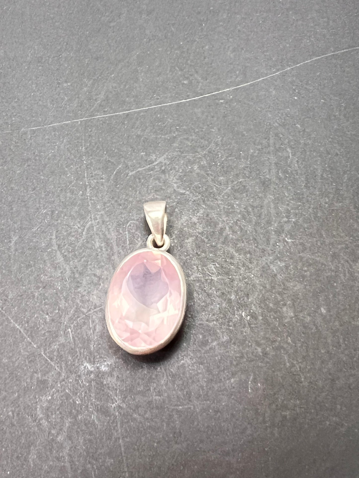 NEW Rose Quartz oval gemstone sterling silver pendant 5.62 grams