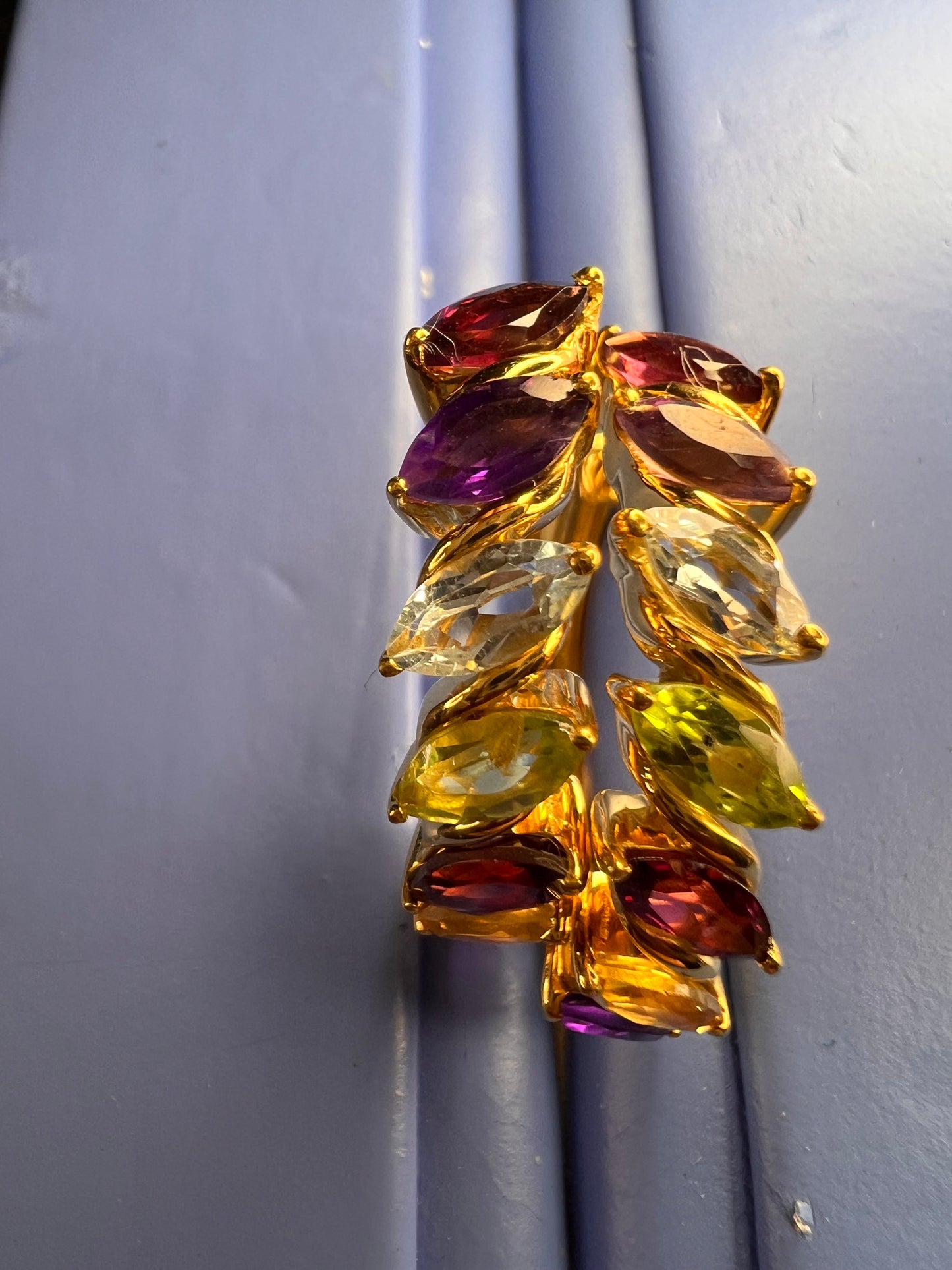 NEW multi gemstone hoop earrings in vermeil gold over sterling silver