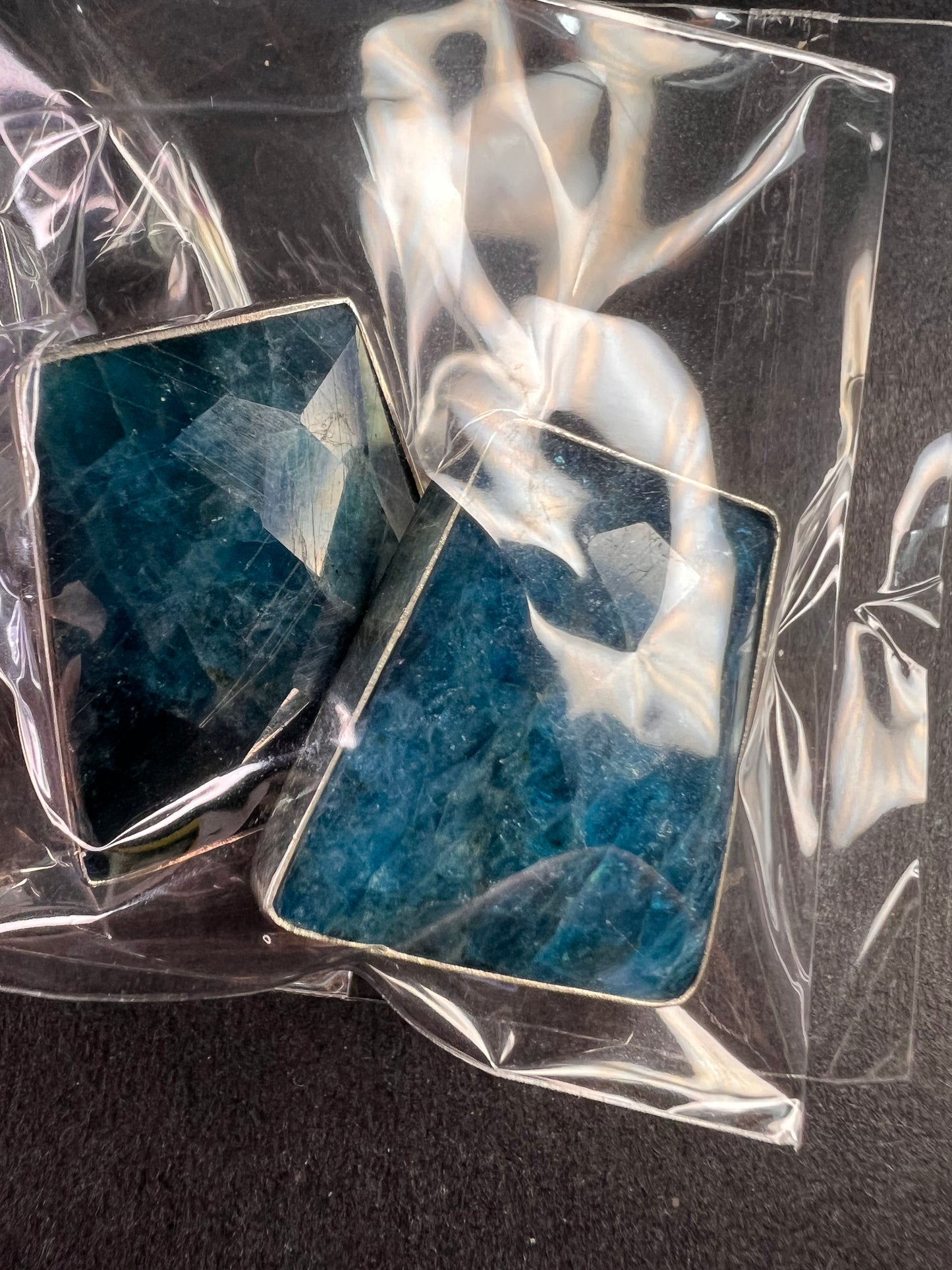 NEW Jay King blue apatite geometric sterling silver earrings