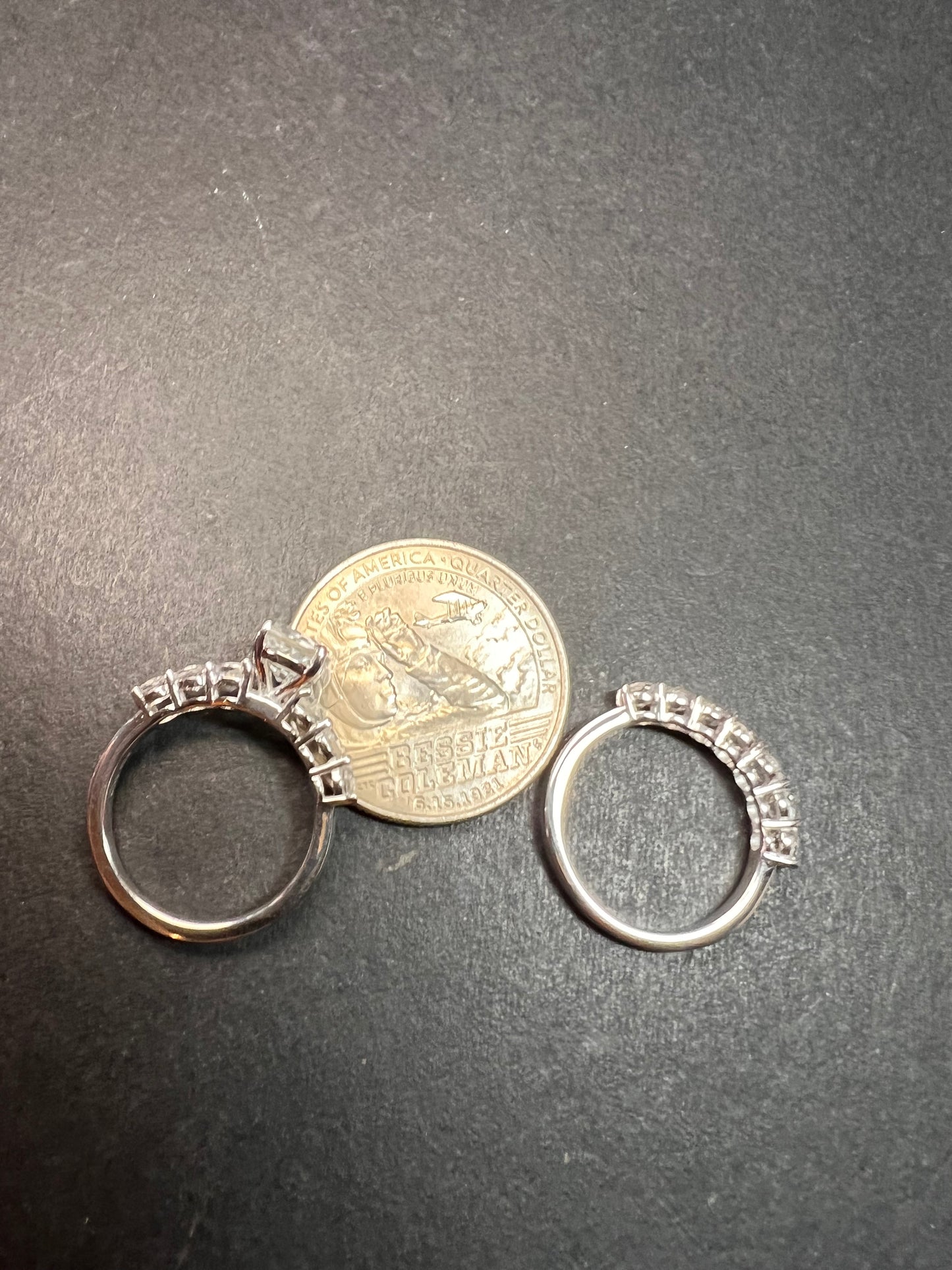 NEW White topaz stackable ring set in platinum over sterling silver size 5