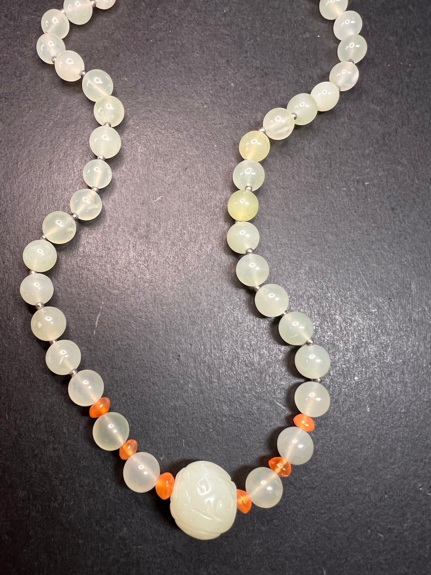 NEW serpentine and carnelian necklace with sterling silver clasp