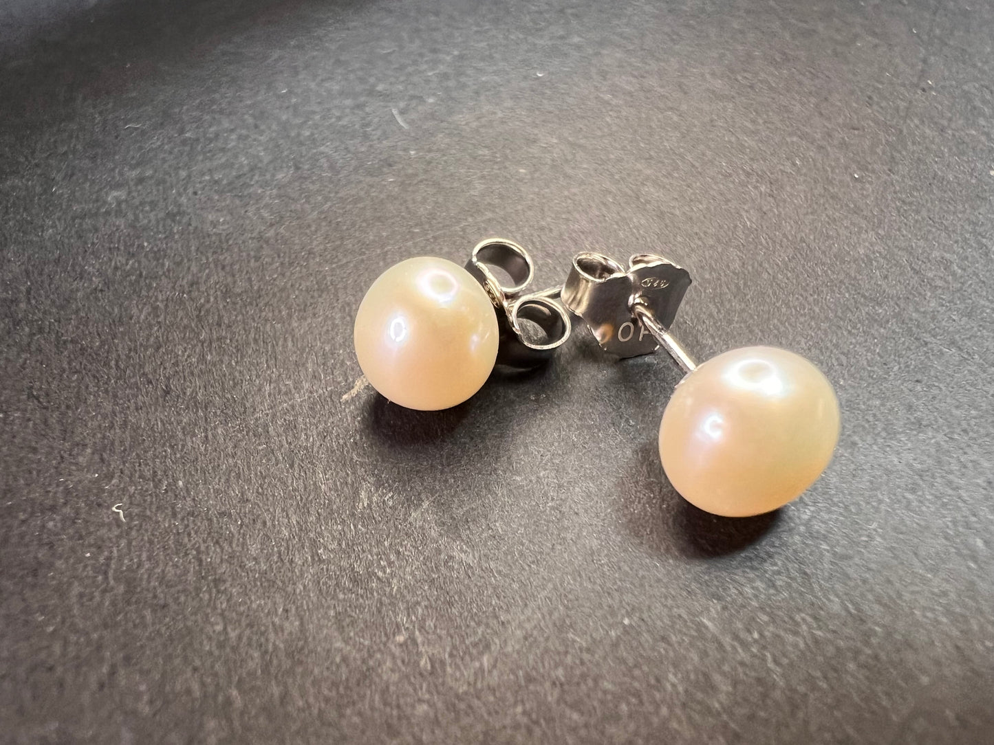 NEW white freshwater pearl stud earrings in sterling silver