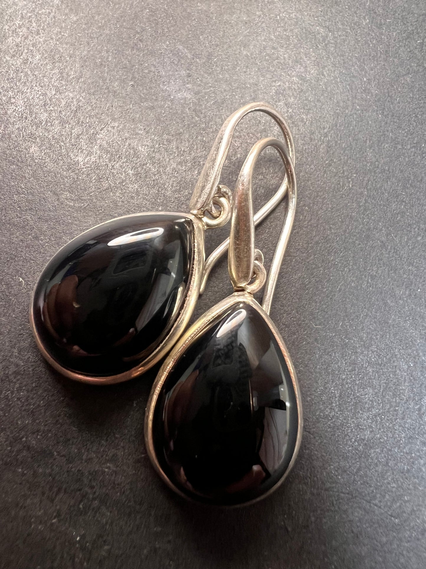 NEW Black Onyx sterling silver teardrop earrings 7.57 grams