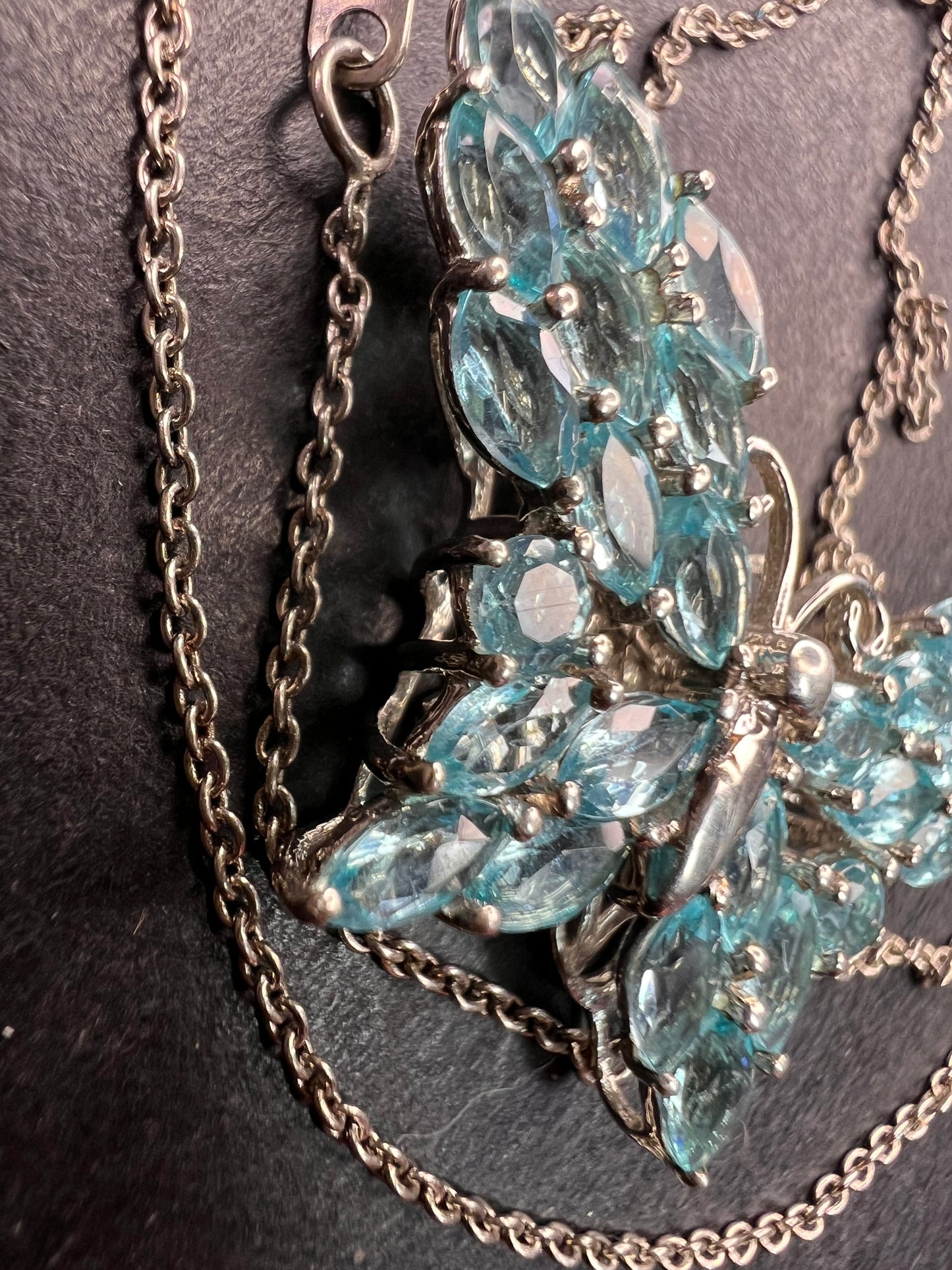 NEW Paraiba apatite butterfly pendant necklace in sterling silver