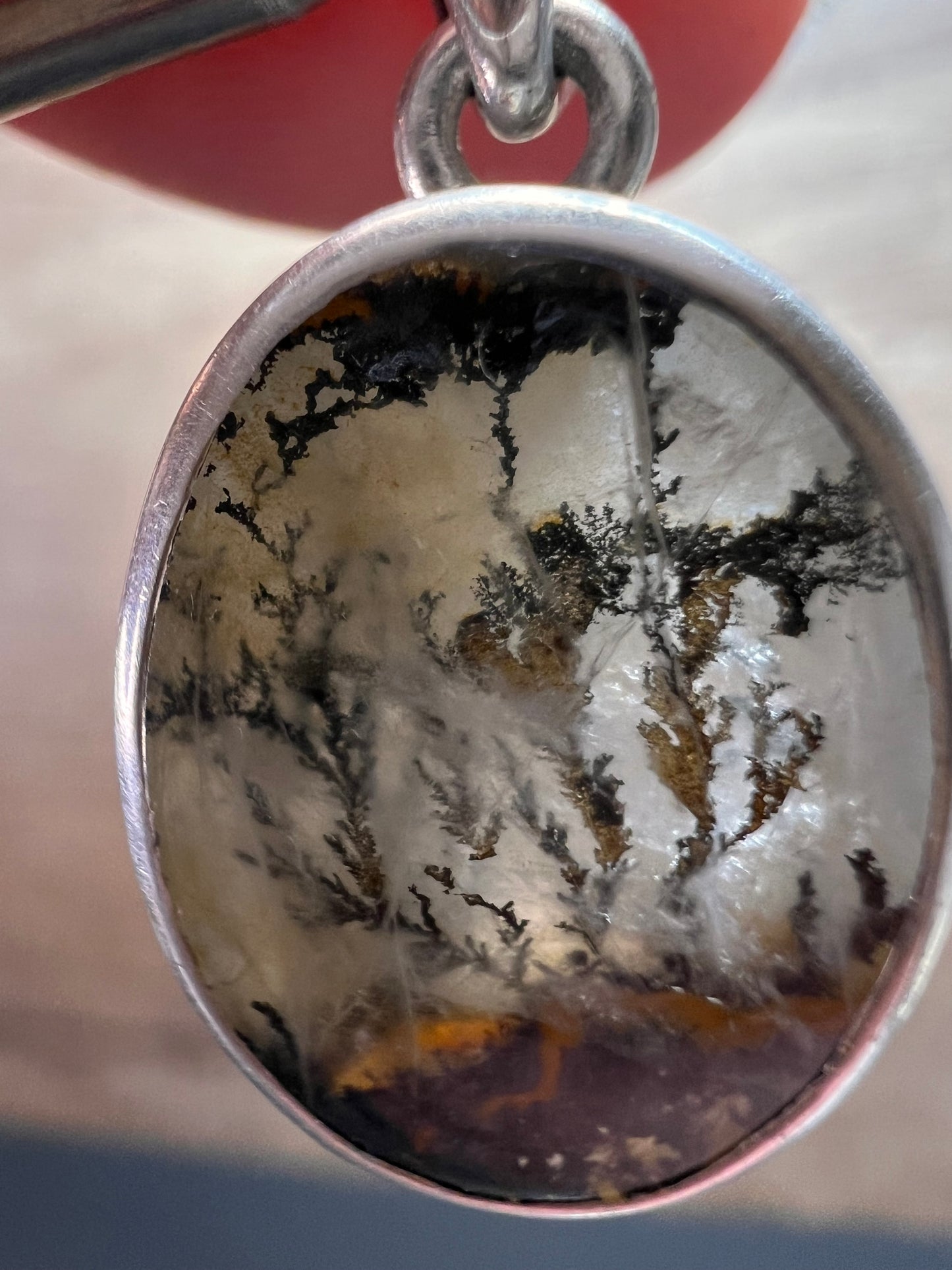 NEW Dendretic agate gemstone sterling silver pendant