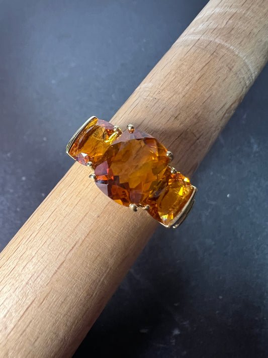 10k gold Mandarin citrine 3 stone Samuel Aaron ring size 9