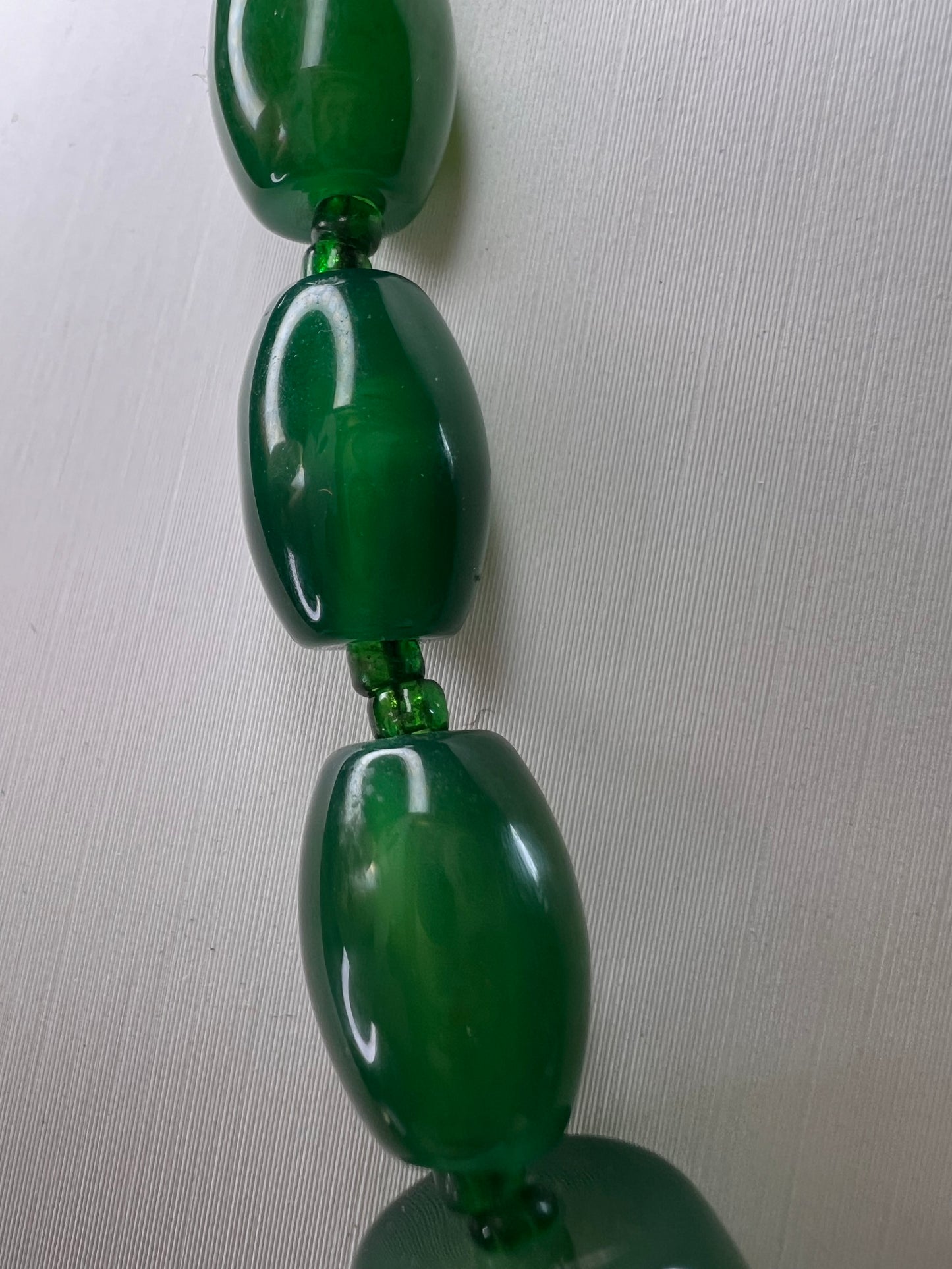 Green onyx beaded necklace with sterling silver toggle clasp