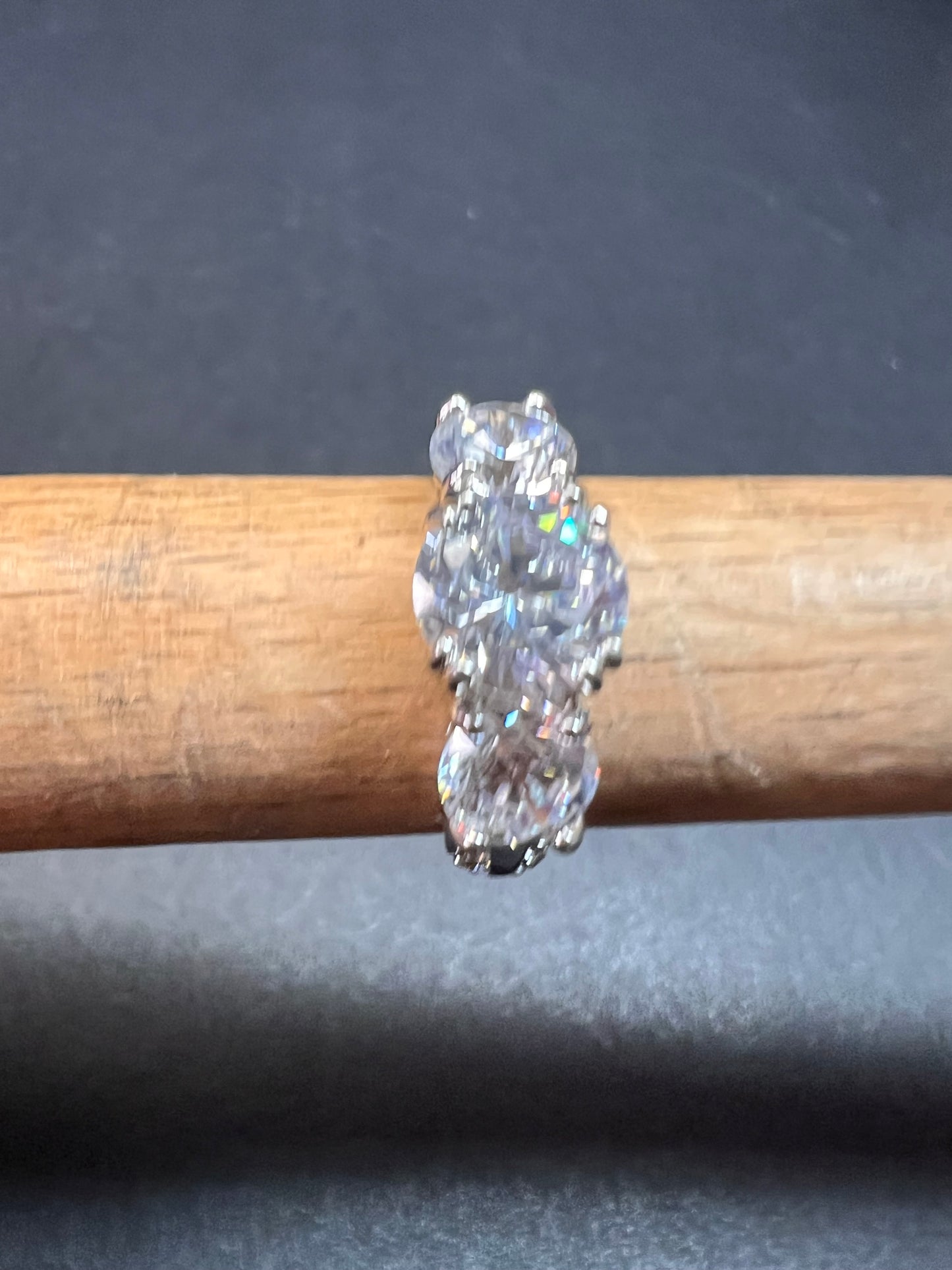 Vintage 3 stone CZ sterling silver ring size 7