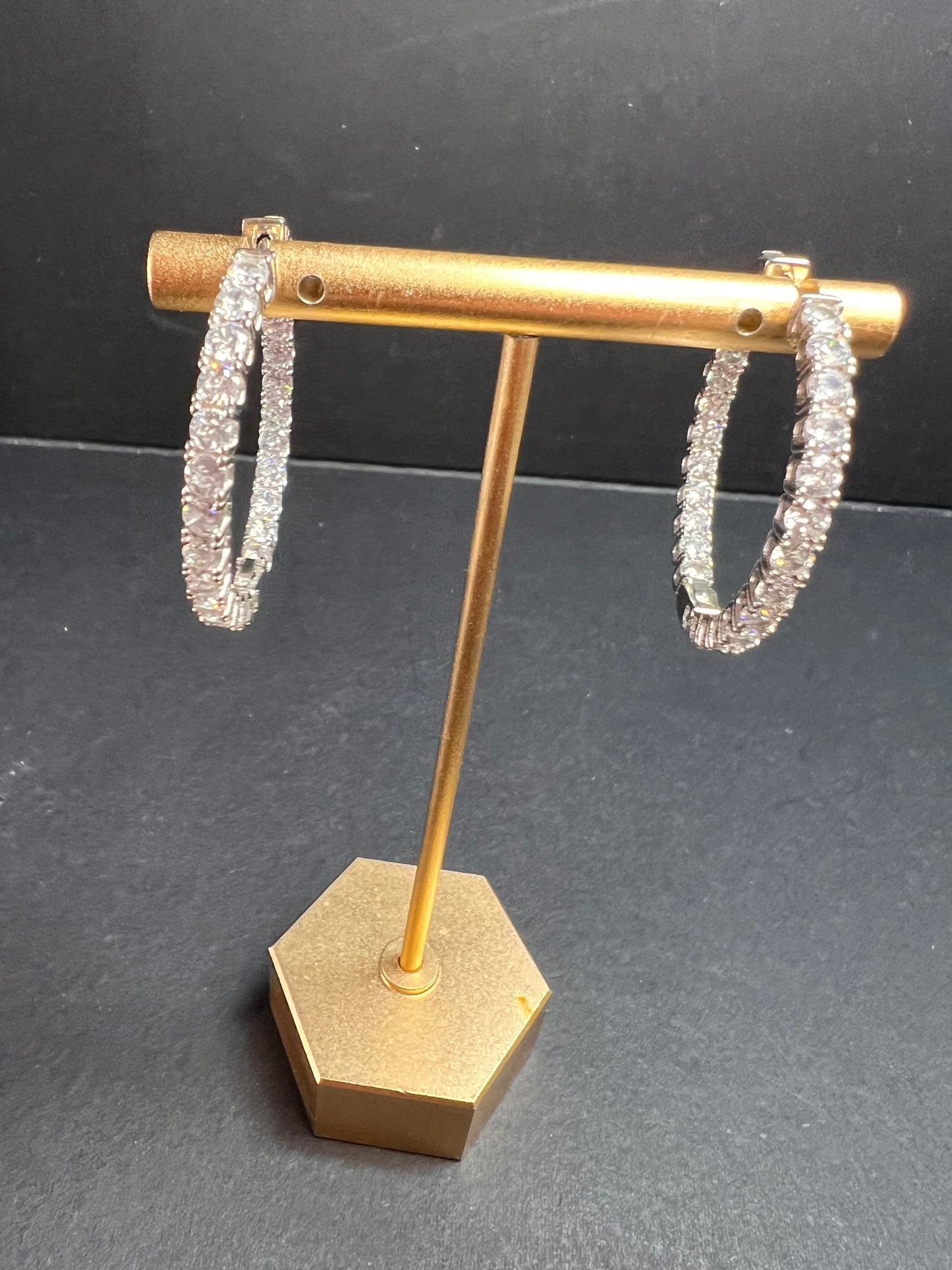 CZ inside out hoop earrings in sterling silver