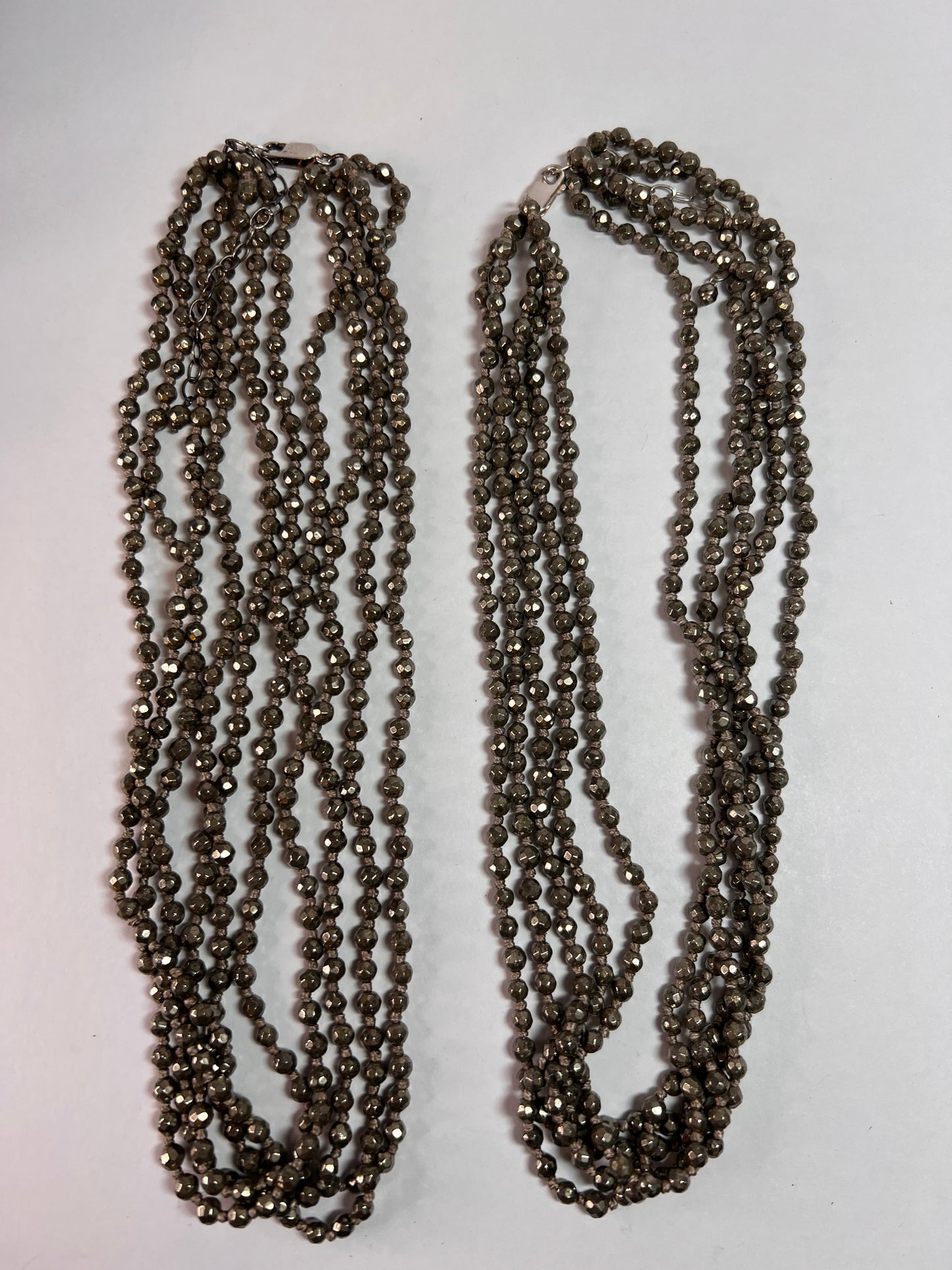 NEW pyrite multi strand necklace with sterling silver clasp