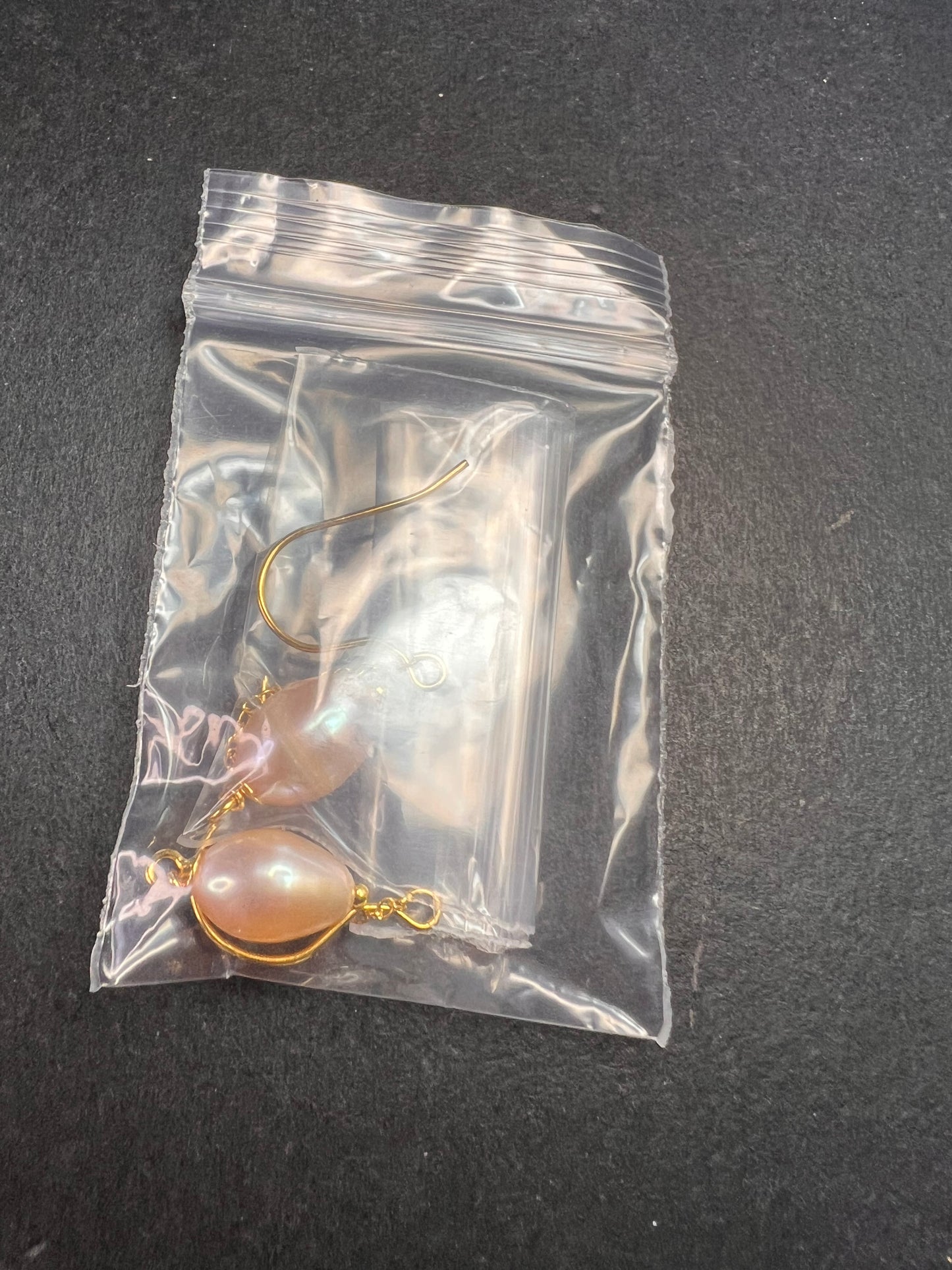 NEW peachy pink freshwater pearl chain dangles on gold over sterling silver