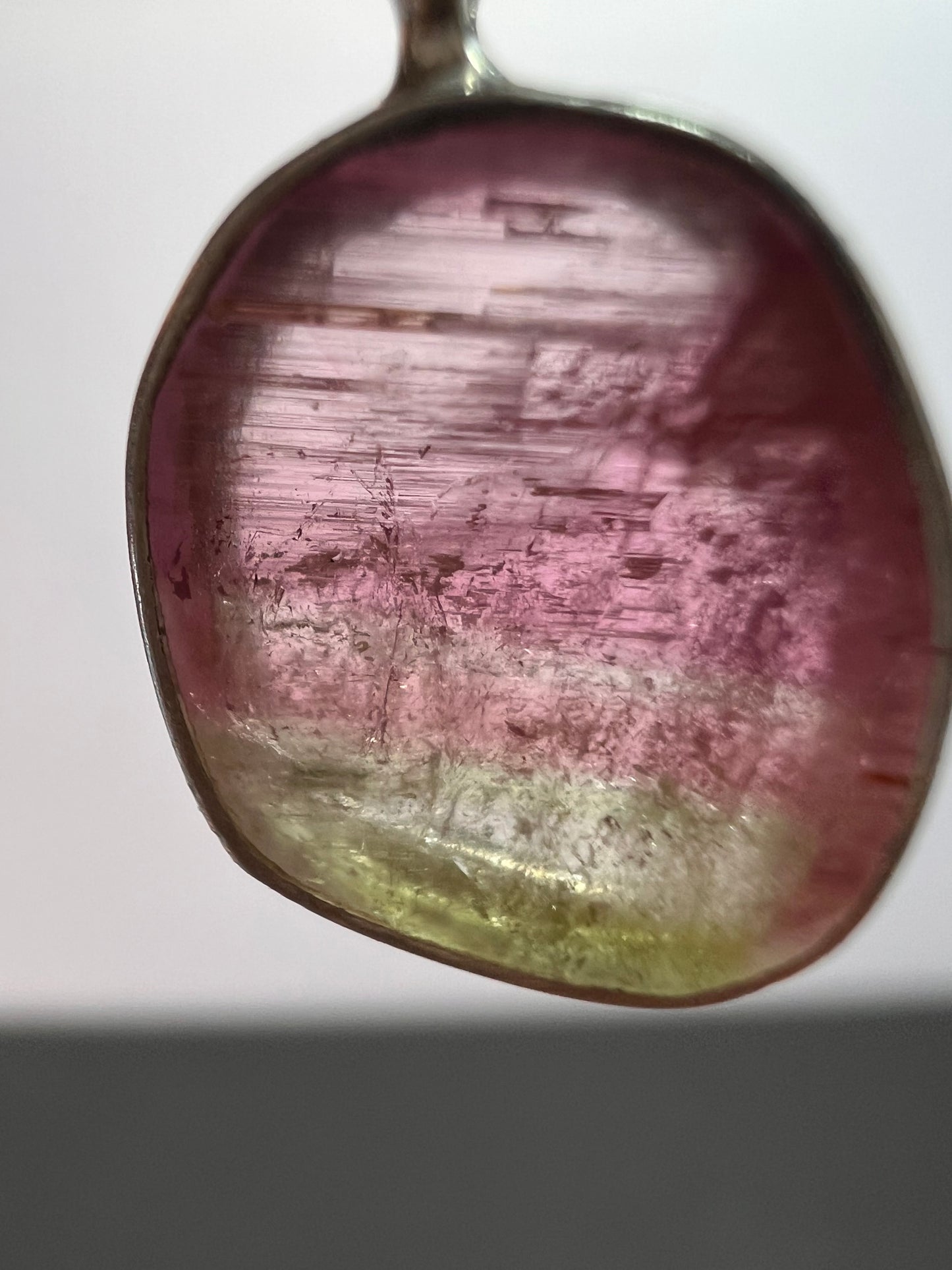 NEW watermelon bi color tourmaline sterling silver pendant 1.24 grams