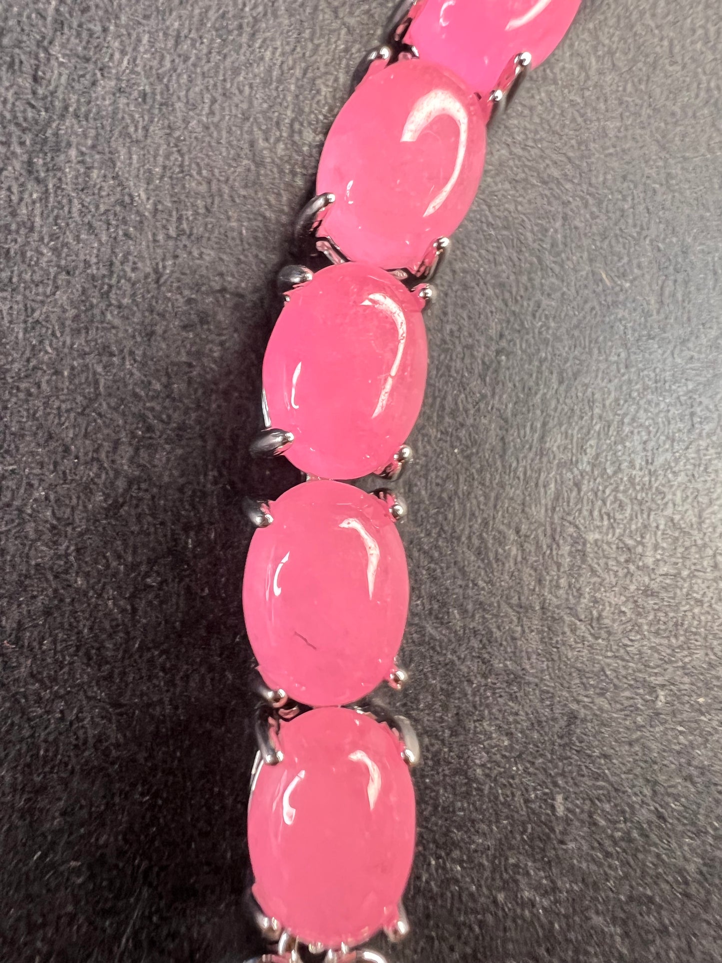 NEW Pink Jade sterling silver elephant tennis bracelet
