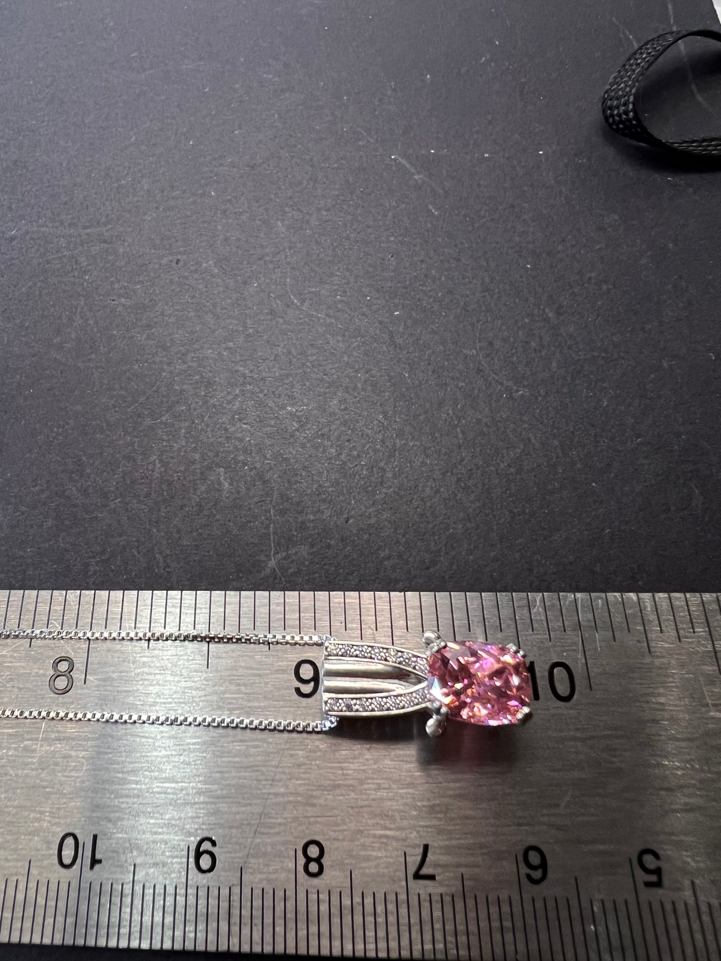 Bella Luce 5.17ctw Pink and white CZ Rhodium Over Silver Pendant