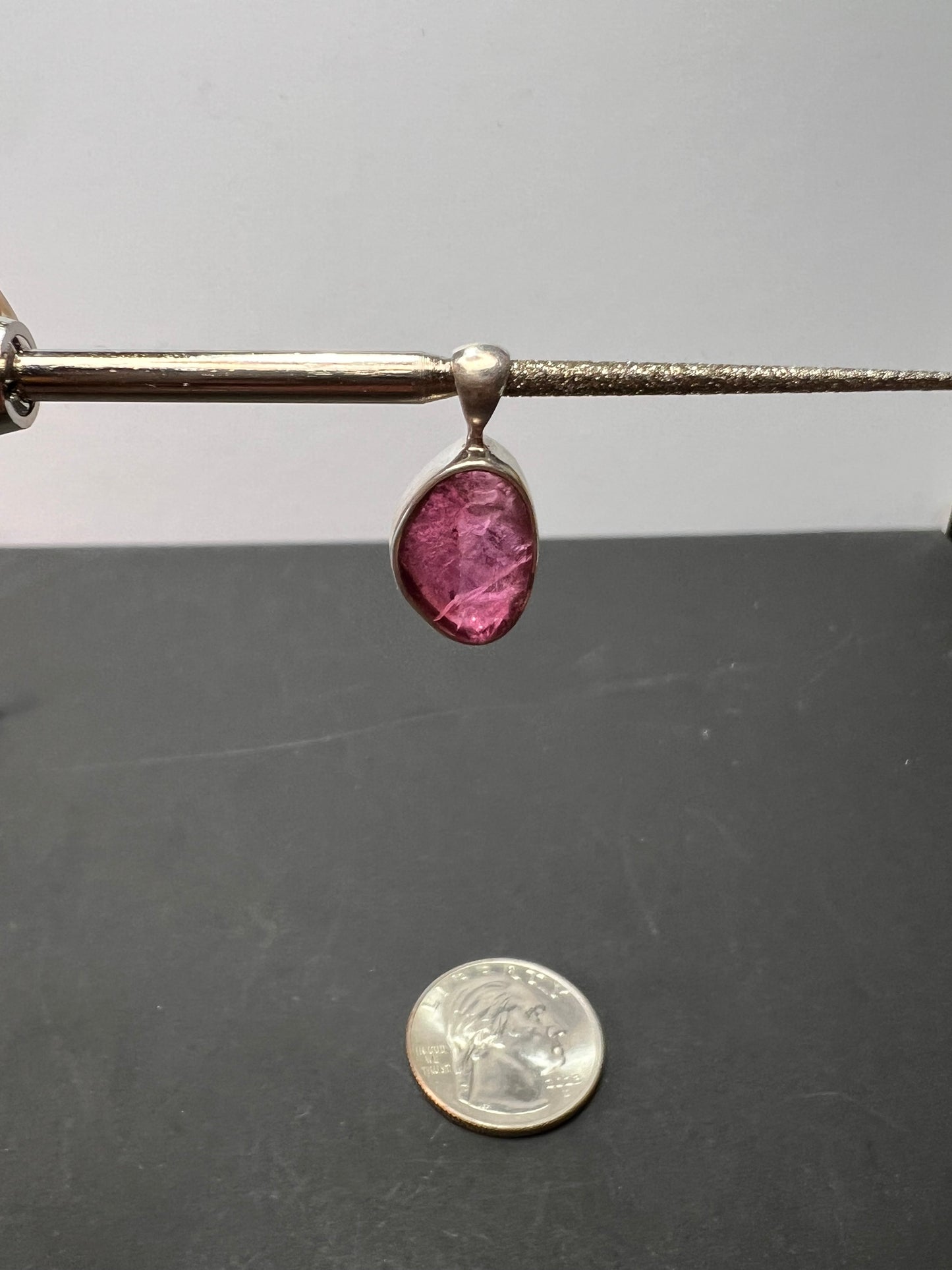NEW Pink tourmaline sterling silver pendant 1.24 grams