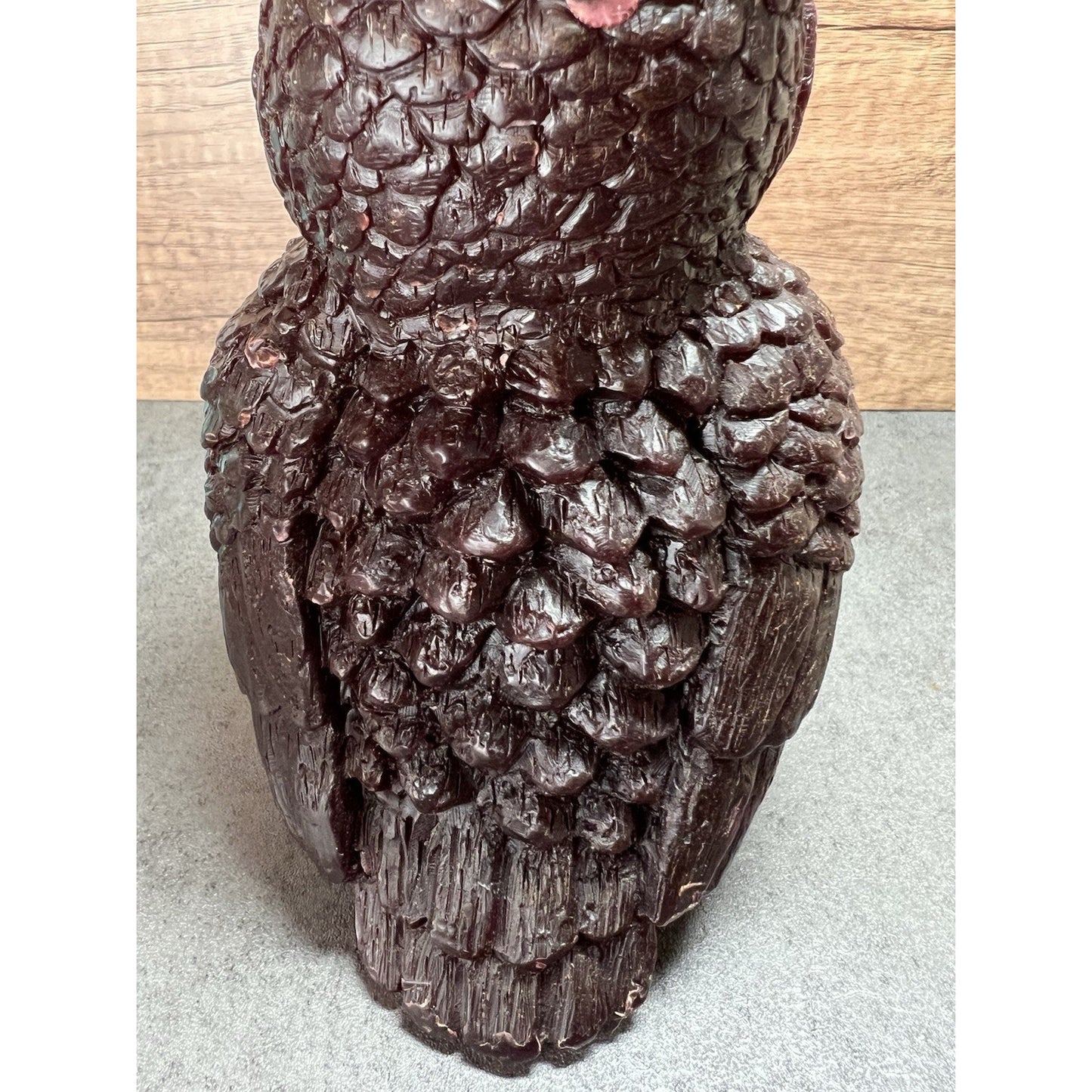 Vtg Wax Owl Sculpture Candle Large 6.75" Handmade Art Collectable