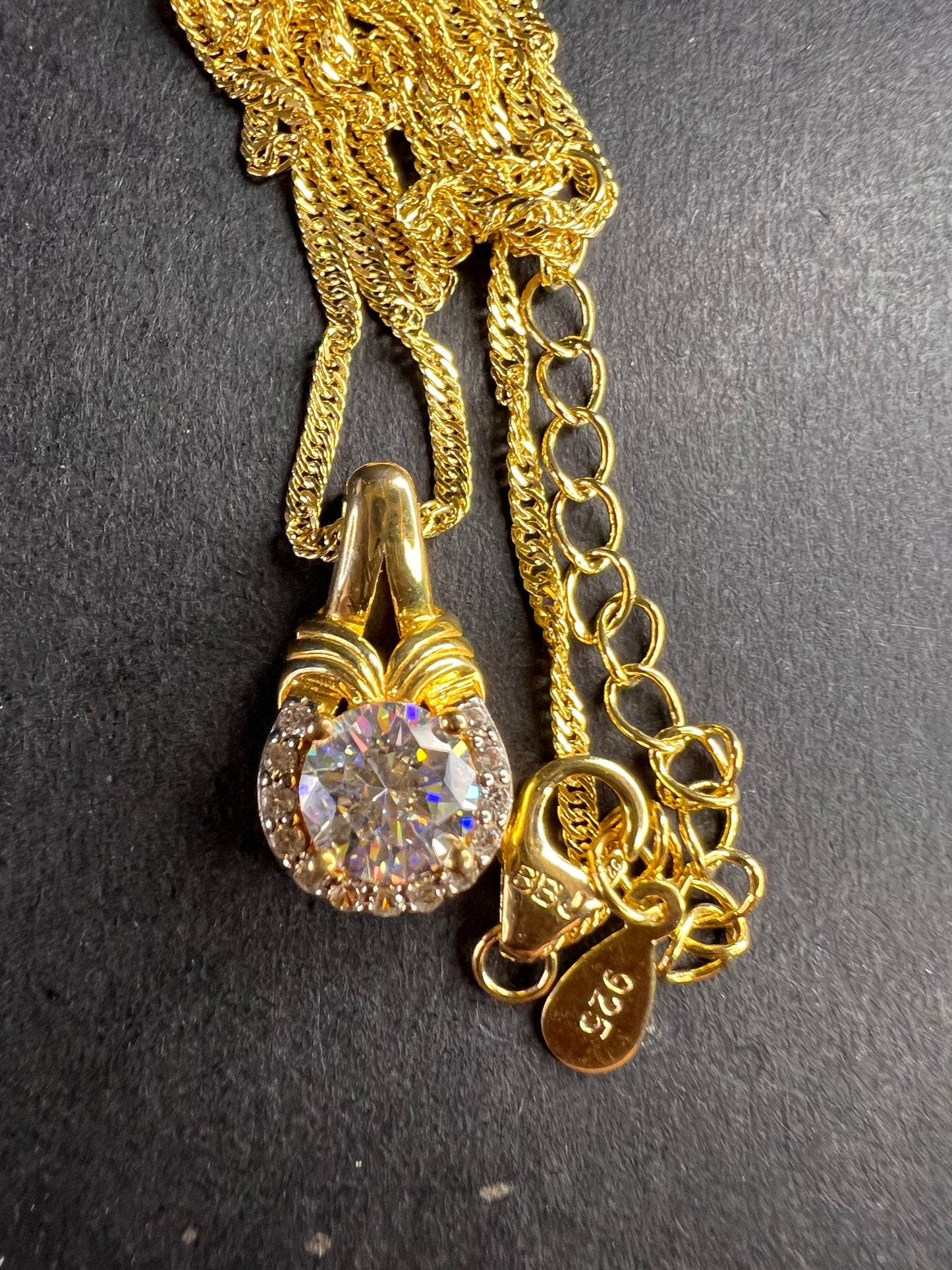 Strontium Titanate And White Zircon 18k Yellow Gold Over Sterling Silver Pendant With Chain 1.23ctw