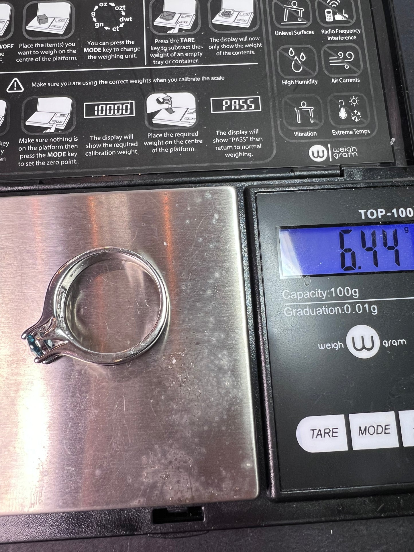 Blue & White Topaz Ring | Sterling Silver Ring size 10