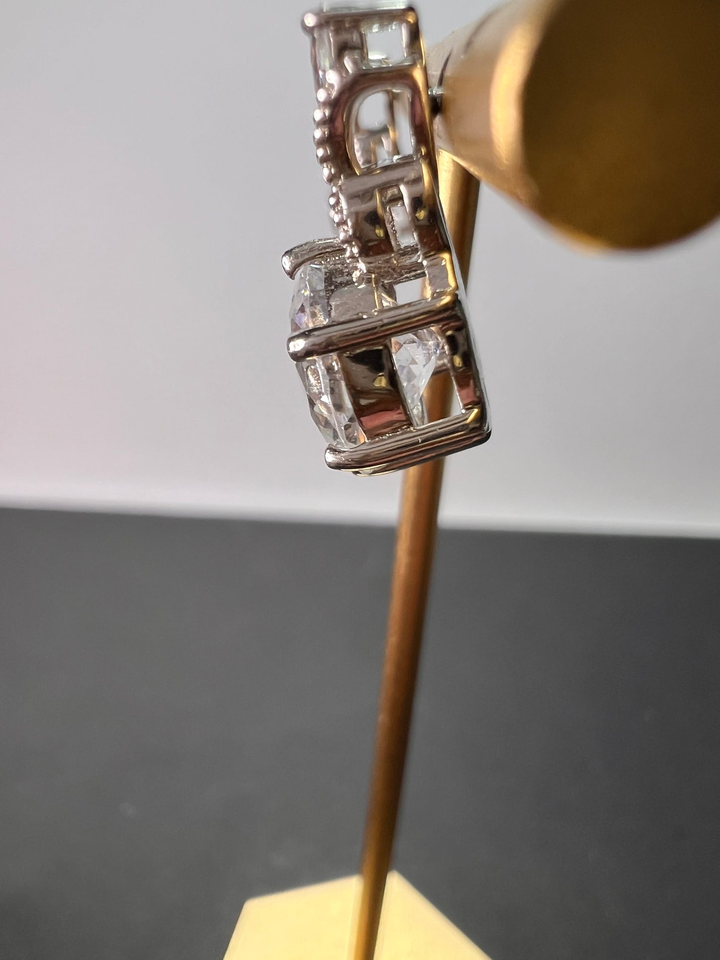 Cubic Zirconia Rhodium Over Sterling Silver Earrings 10.16ctw *NEW*