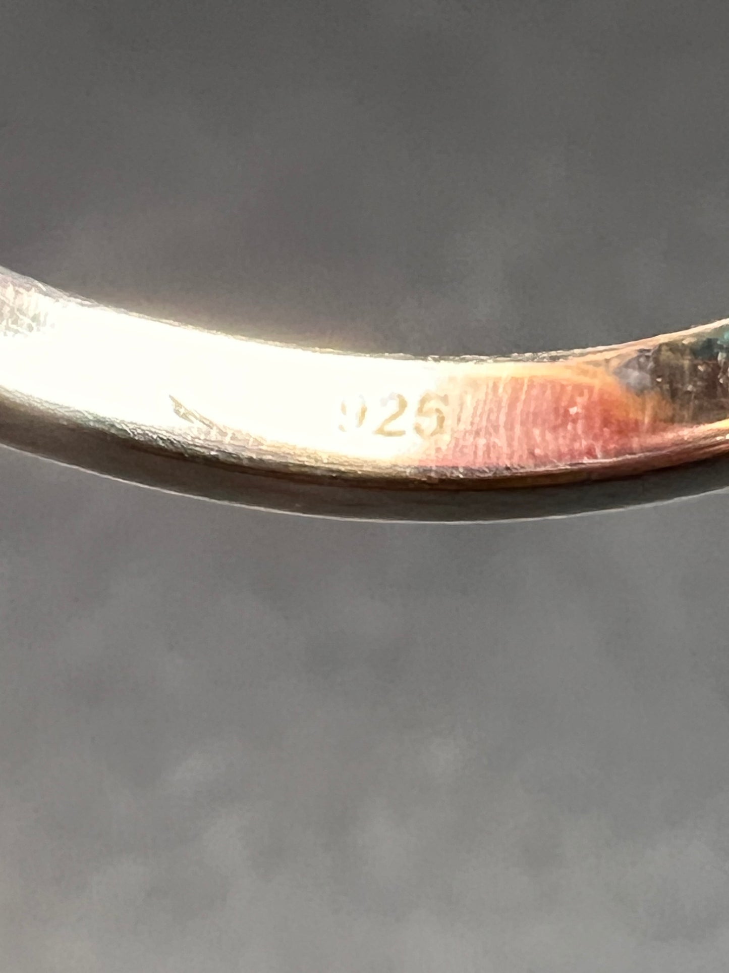 Ammolite and topaz sterling silver ring size 7